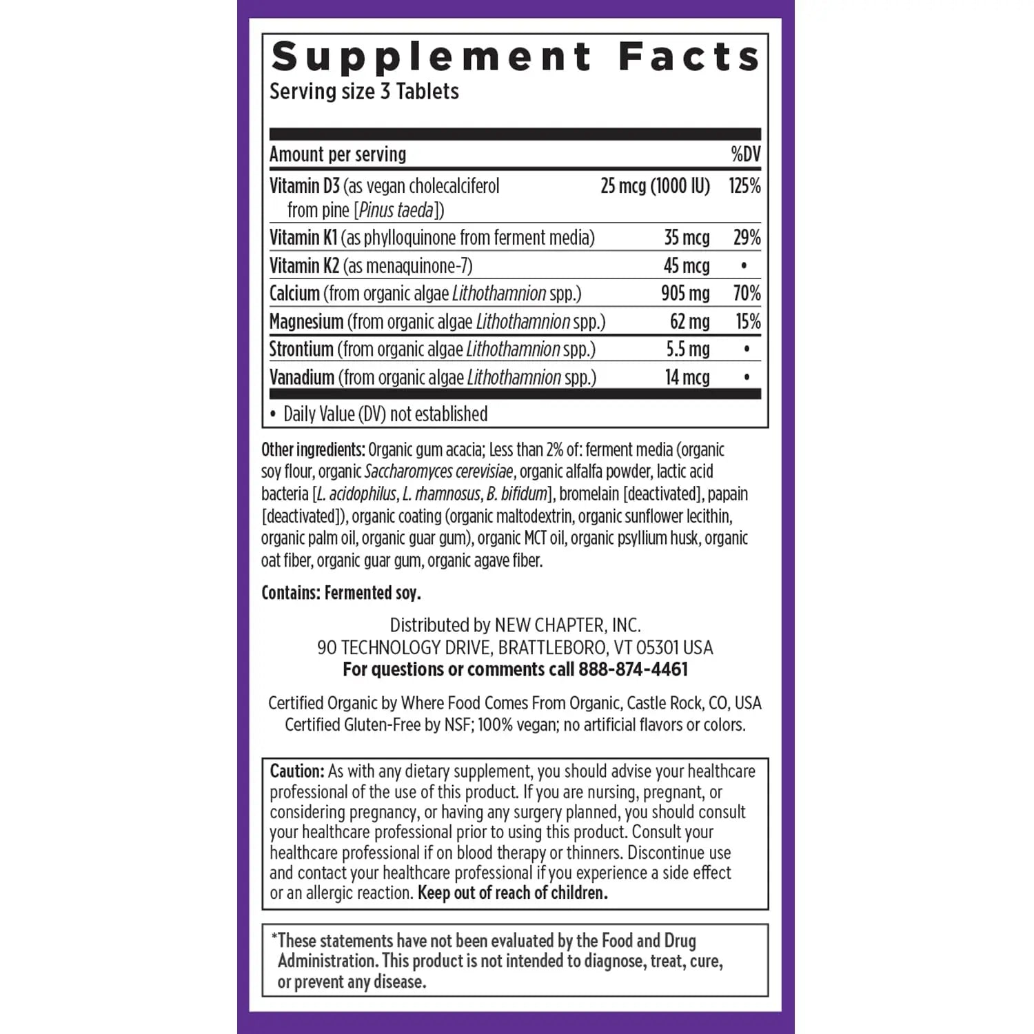 New Chapter Calcium Supplement - Bone Strength Plant-Based USDA Organic Calcium with Magnesium, Vitamin D3+K2 New Chapter Au supplements
