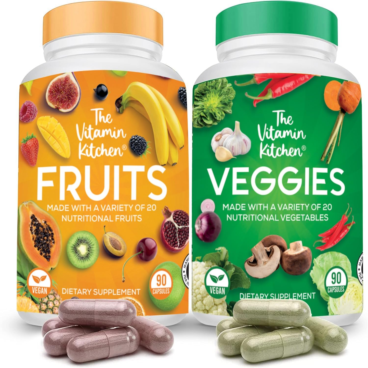 The Vitamin Kitchen Fruit and Veggie Supplements-90 Fruits, 90 Veggies Capsules The Vitamin Kitchen Au supplements