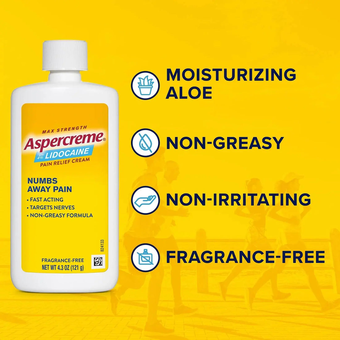 Aspercreme Max Strength Lidocaine Pain Relief Dry Spray 4 oz. Odor Free with Lidocaine Maximum Strength Pain Relief Cream, 4.3 Oz Aspercreme uk supplements