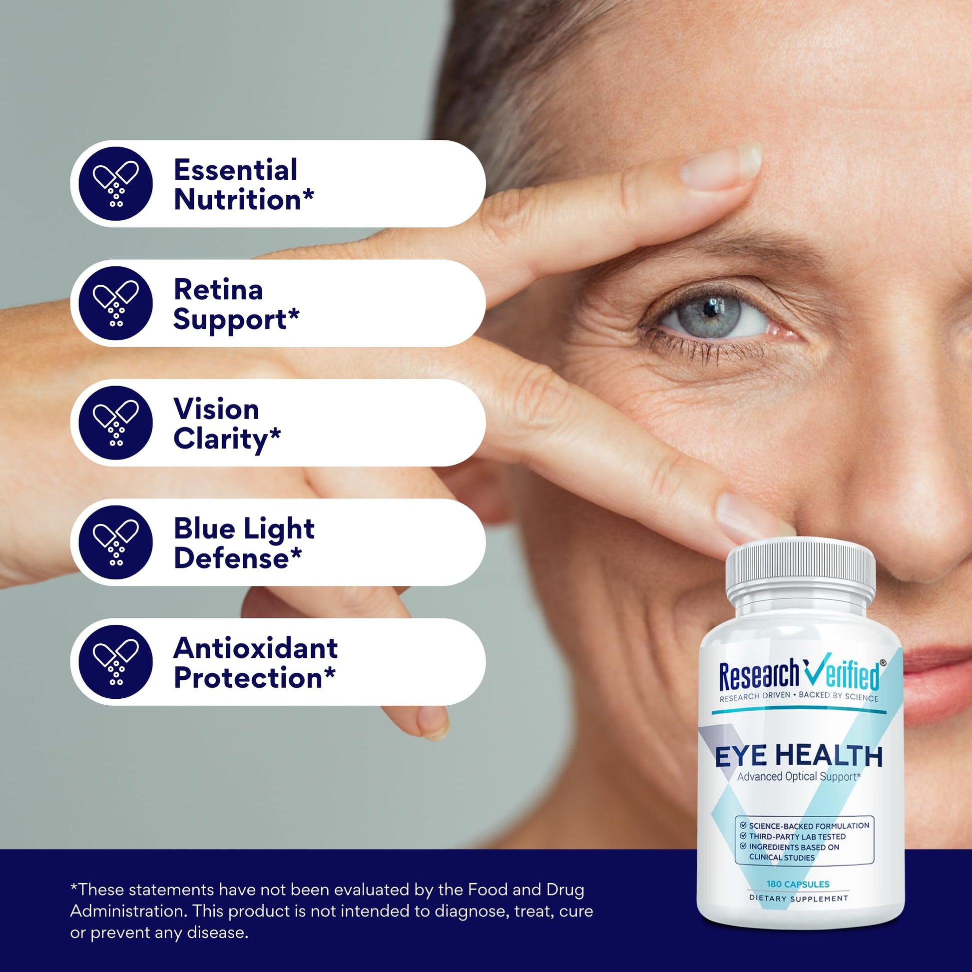 Research Verified Eye Health - Nourish and Protect Eyes and Vision, Support Healthy Retina, Improve Blood Supply to Eyes - Vitamins A, B, C, and E - 360 Capsules - 6 Month Supply - Made in The USA Research Verified Au supplements