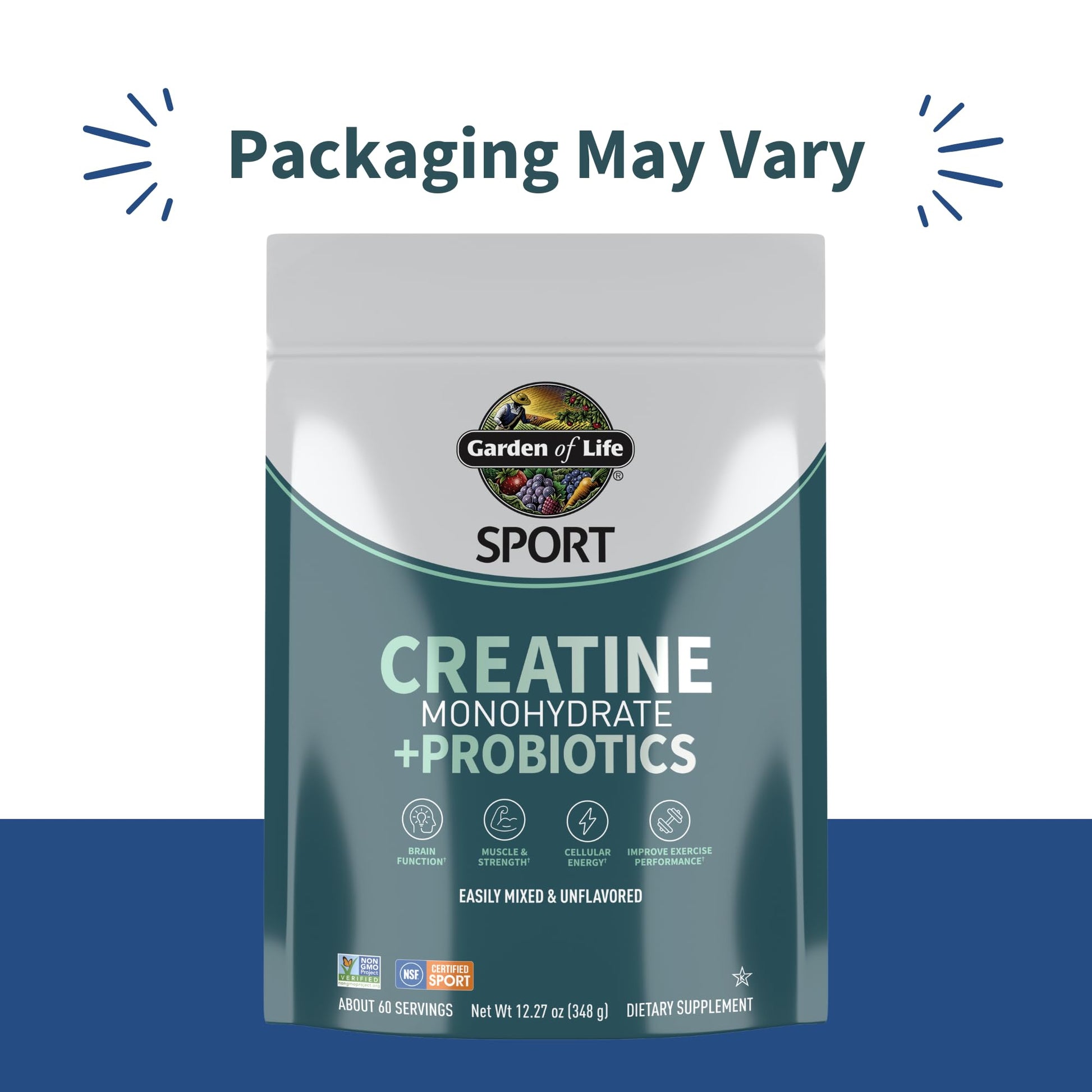 Creatine Monohydrate Powder for Women and Men by Garden of Life, Micronized Pre Workout with Probiotics for Muscle, Strength, Performance, Sport Amino Energy, About 60 Easy to Mix Unflavored Servings Garden of Life Au supplements