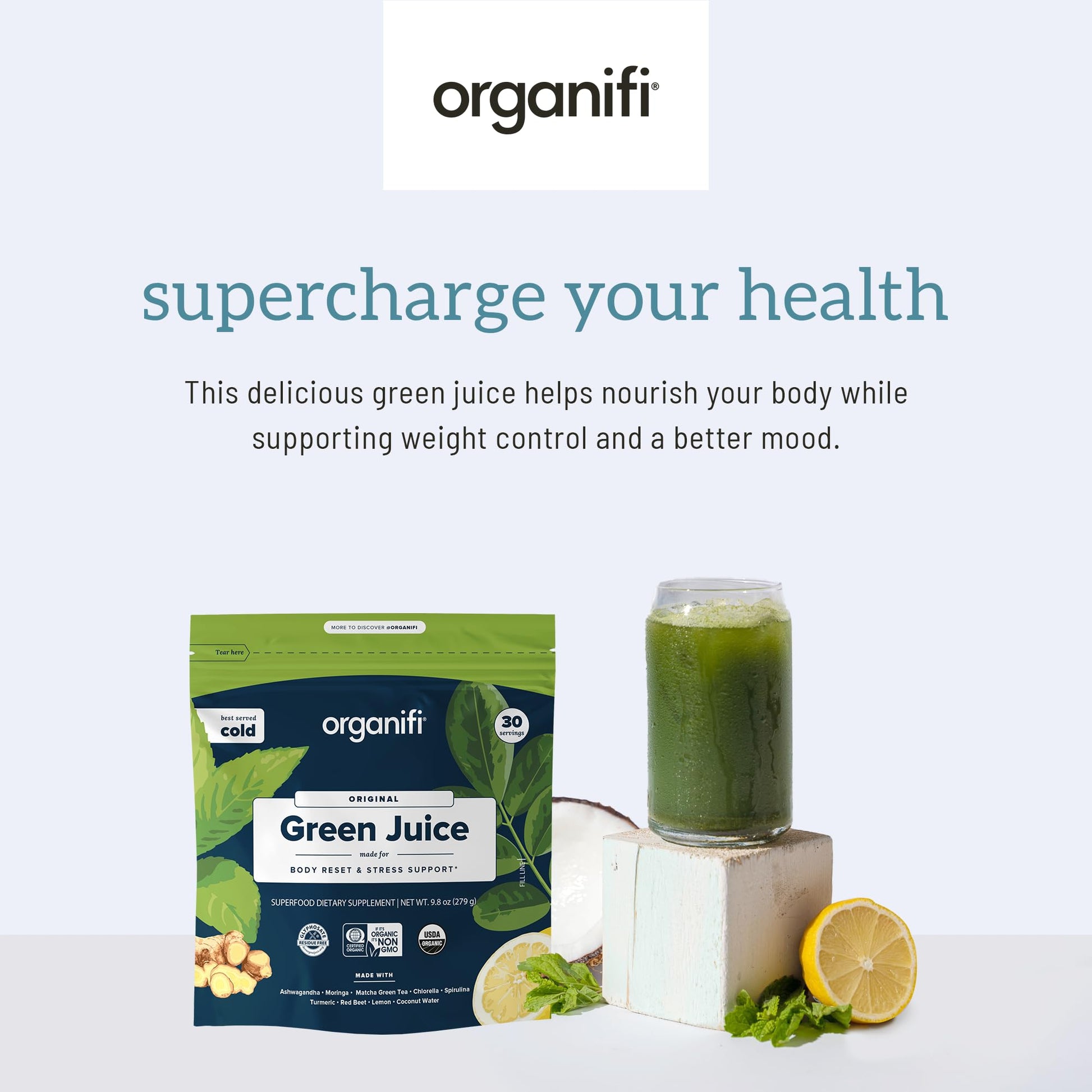 Organifi Green Juice - Powder Supplement with Organic Spirulina, Ashwagandha Organifi Au supplements