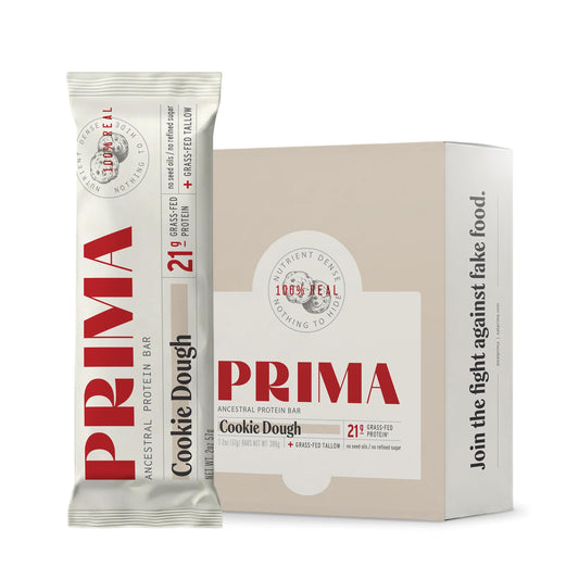 PRIMA Cookie Dough Protein Bar | 21g Grass Fed Whey and Collagen | No Seed Oils, No Preservatives, Raw Honey Sweetened | 7 Pack PRIMA ANCESTRAL PROTEIN BARUS supplements