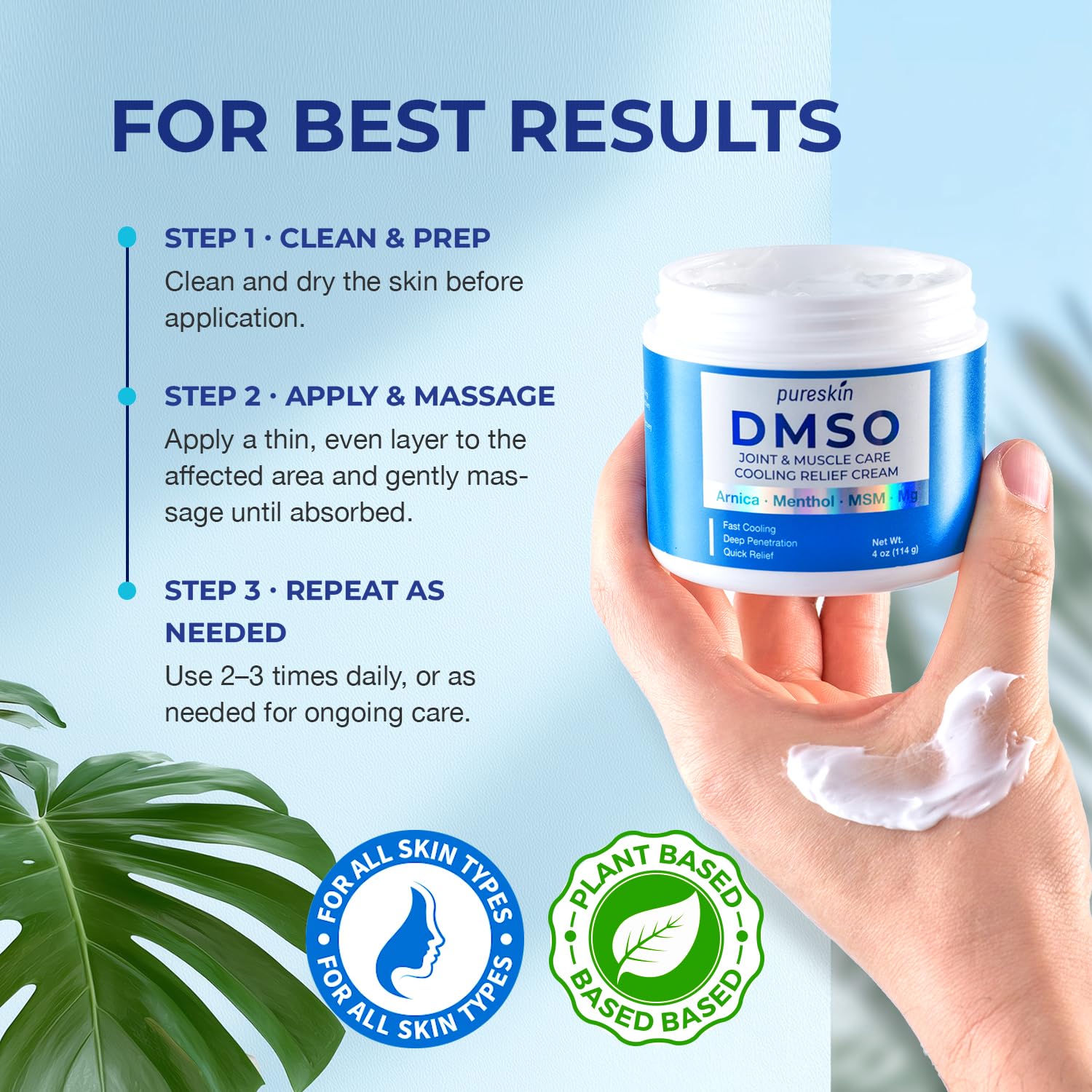 PURESKIN DMSO Relief Cream – Pharmaceutical Grade Fast-Absorbing Cooling Formula for Active Lifestyles – Lightweight Cream with Arnica, MSM, Magnesium, Menthol & Aloe, 4 oz PURESKIN Au supplements