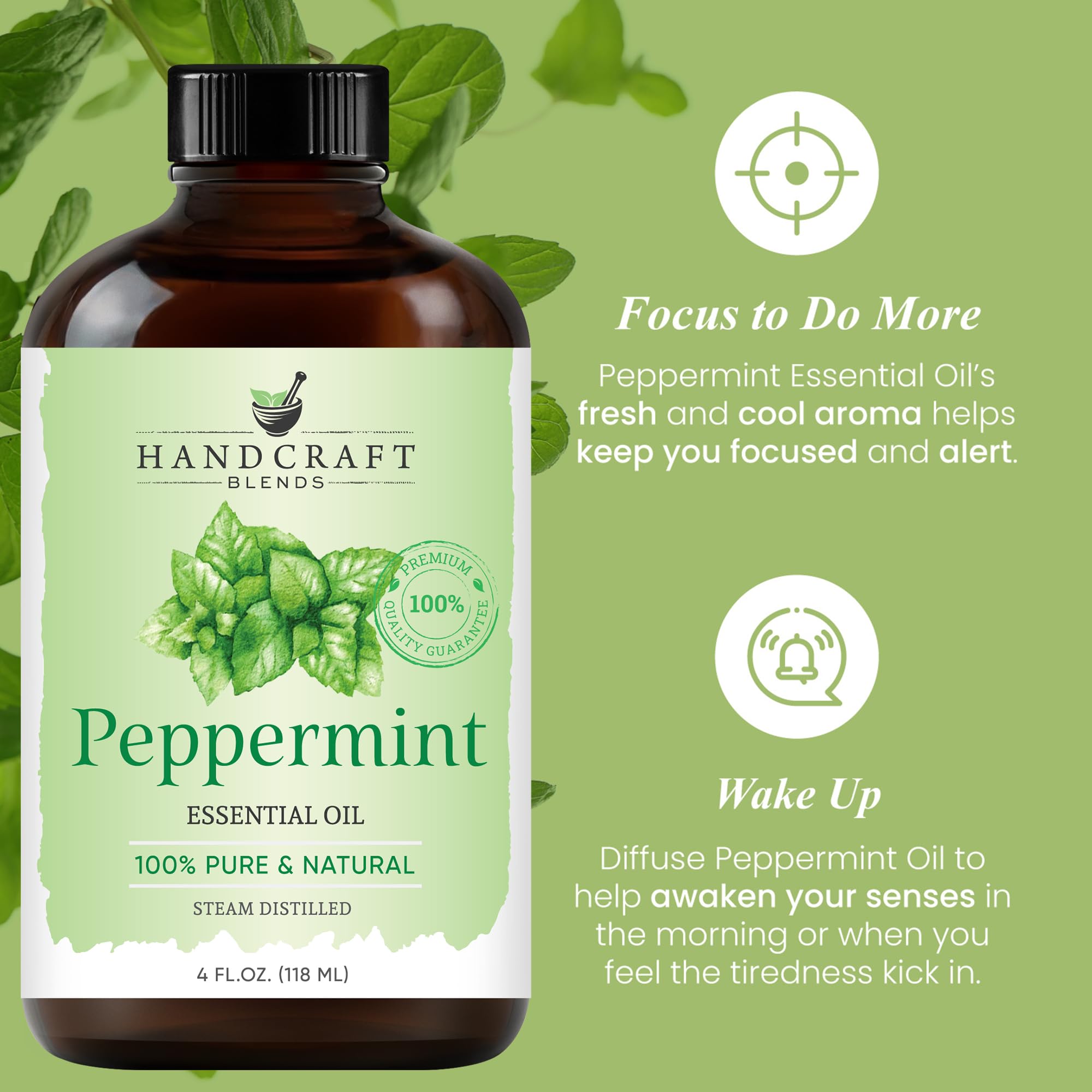 Handcraft Blends Peppermint Essential Oil - Huge 4 Fl Oz - 100% Pure and Natural - Premium Grade Handcraft Blends Au supplements