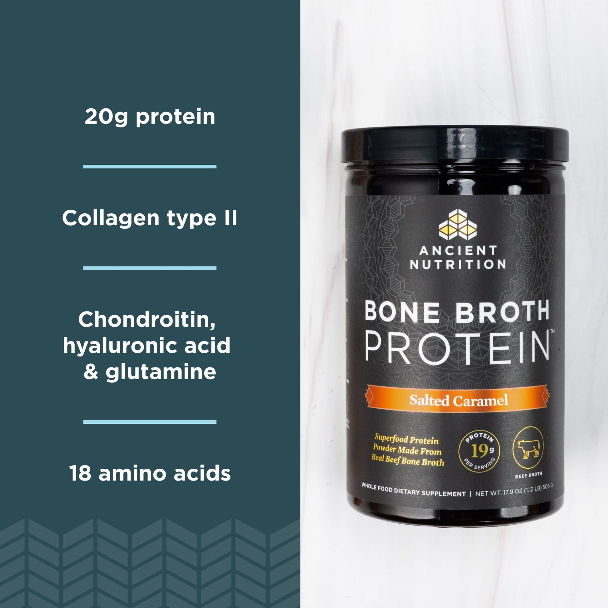 Ancient Nutrition Bone Broth Protein Powder, Salted Caramel, 19g Protein per Serving Ancient Nutrition Au supplements