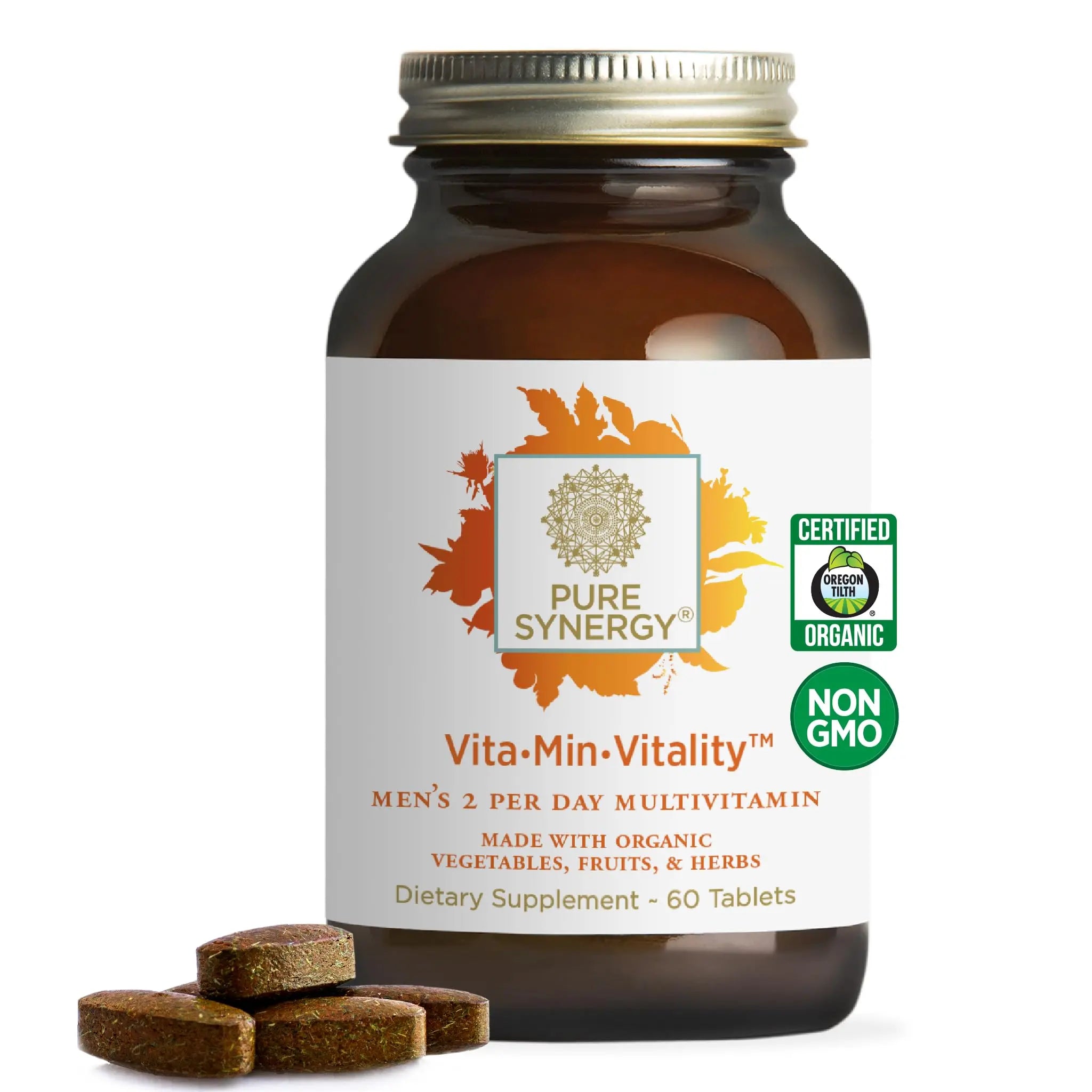 PURE SYNERGY Vita·Min·Vitality | Natural Multivitamin for Men | Men’s Daily Multivitamin Made with Organic Whole Foods | for Energy, Stress, and Immune Support (60 Tablets) PURE SYNERGY Au supplements
