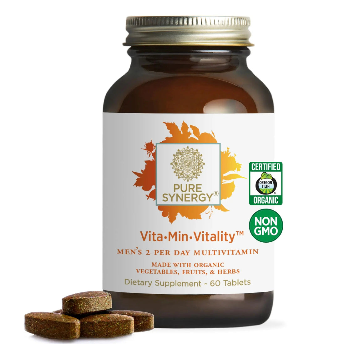 PURE SYNERGY Vita·Min·Vitality | Natural Multivitamin for Men | Men’s Daily Multivitamin Made with Organic Whole Foods | PURE SYNERGY