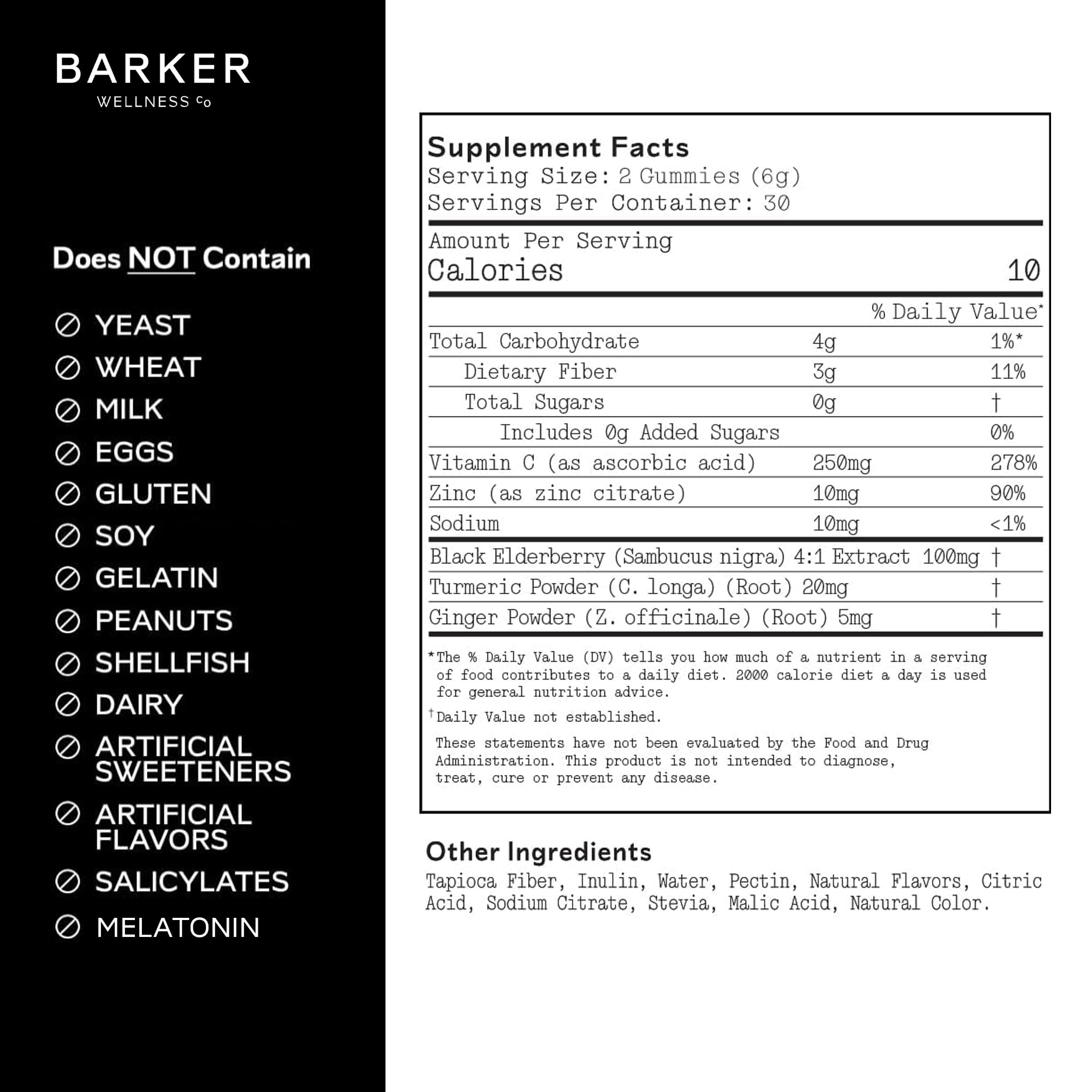 Barker Wellness Immunity Gummies with Vitamin C, Zinc, Elderberry, Turmeric & Ginger for Daily Immune Support | Vegan, Sugar-Free, Lemon-Lime Flavor | Seasonal Wellness Essentials, 60 Count Barker Wellness Co Au supplements