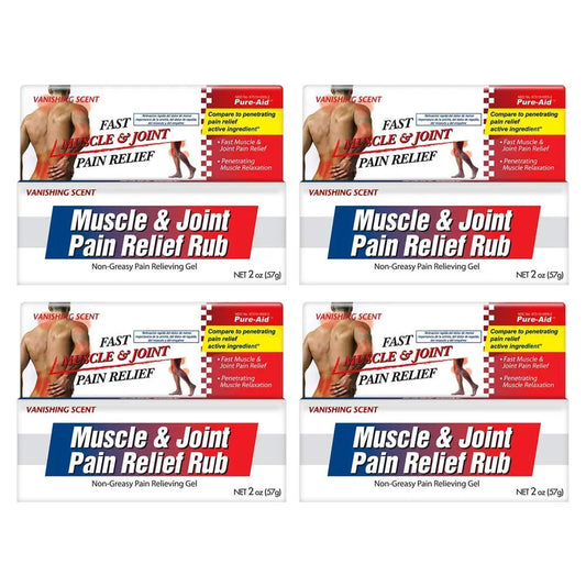 Pure-Aid Muscle & Joint Pain Relief Rub, Fast Relief from Minor Arthritis, Backache, Muscle & Joint Pain Non-Greasy Cream, 2oz (4pk) Pure-AidAU supplements