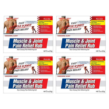 Pure-Aid Muscle & Joint Pain Relief Rub, Fast Relief from Minor Arthritis, Backache, Muscle & Joint Pain Non-Greasy Cream, 2oz (4pk) Pure-Aid Au supplements