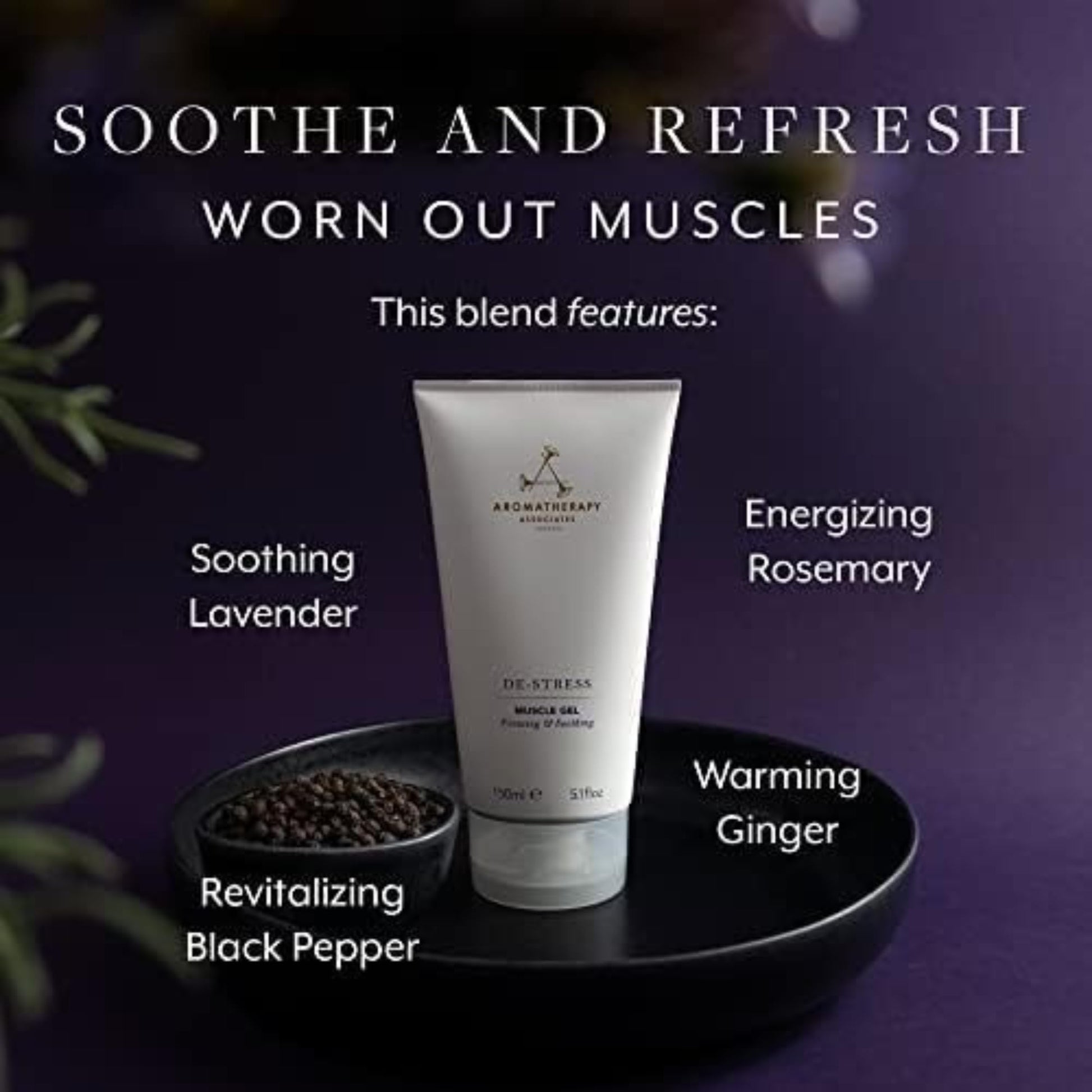 Aromatherapy Associates De-Stress Muscle Gel, Cooling & Warming Massage Gel with Ginger, Black Pepper & Rosemary Essential Oils for Daily Tension & Post-Activity Comfort, 5.07 oz Aromatherapy Associates Au supplements
