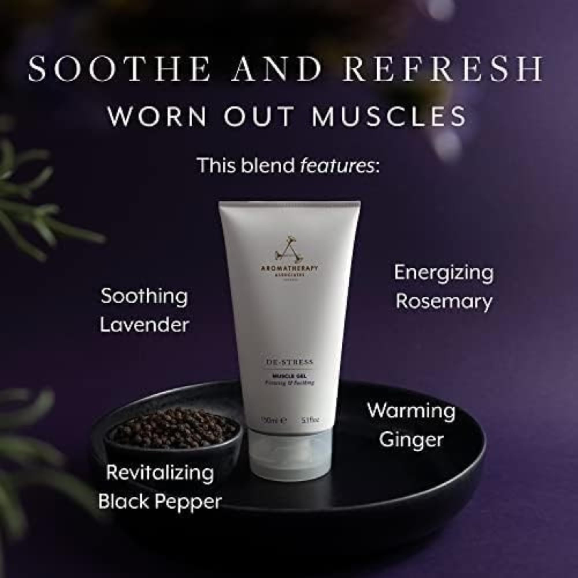 Aromatherapy Associates De-Stress Muscle Gel, Cooling & Warming Massage Gel with Ginger, Black Pepper & Rosemary Essential Oils for Daily Tension & Post-Activity Comfort, 5.07 oz Aromatherapy Associates Au supplements