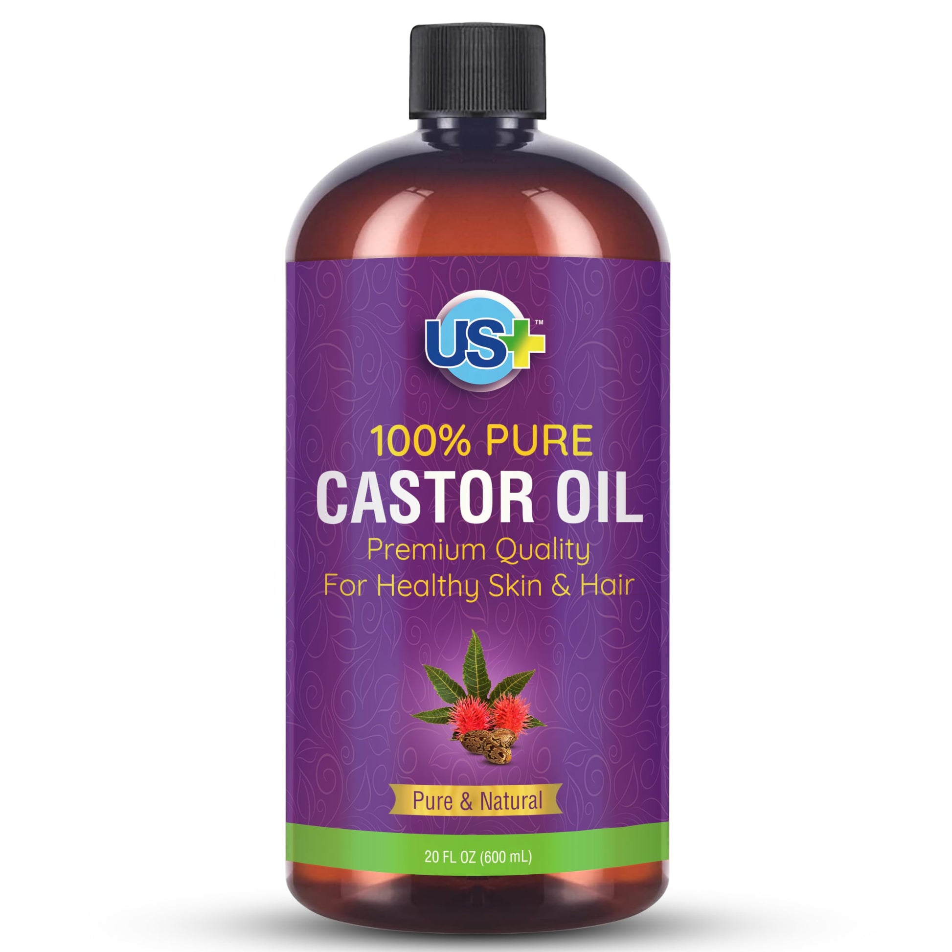 Us+ 20oz 100% Pure Castor Oil - Cold-pressed, Unrefined, Hexane-free - USP Grade - Premium Quality Us+ Au supplements