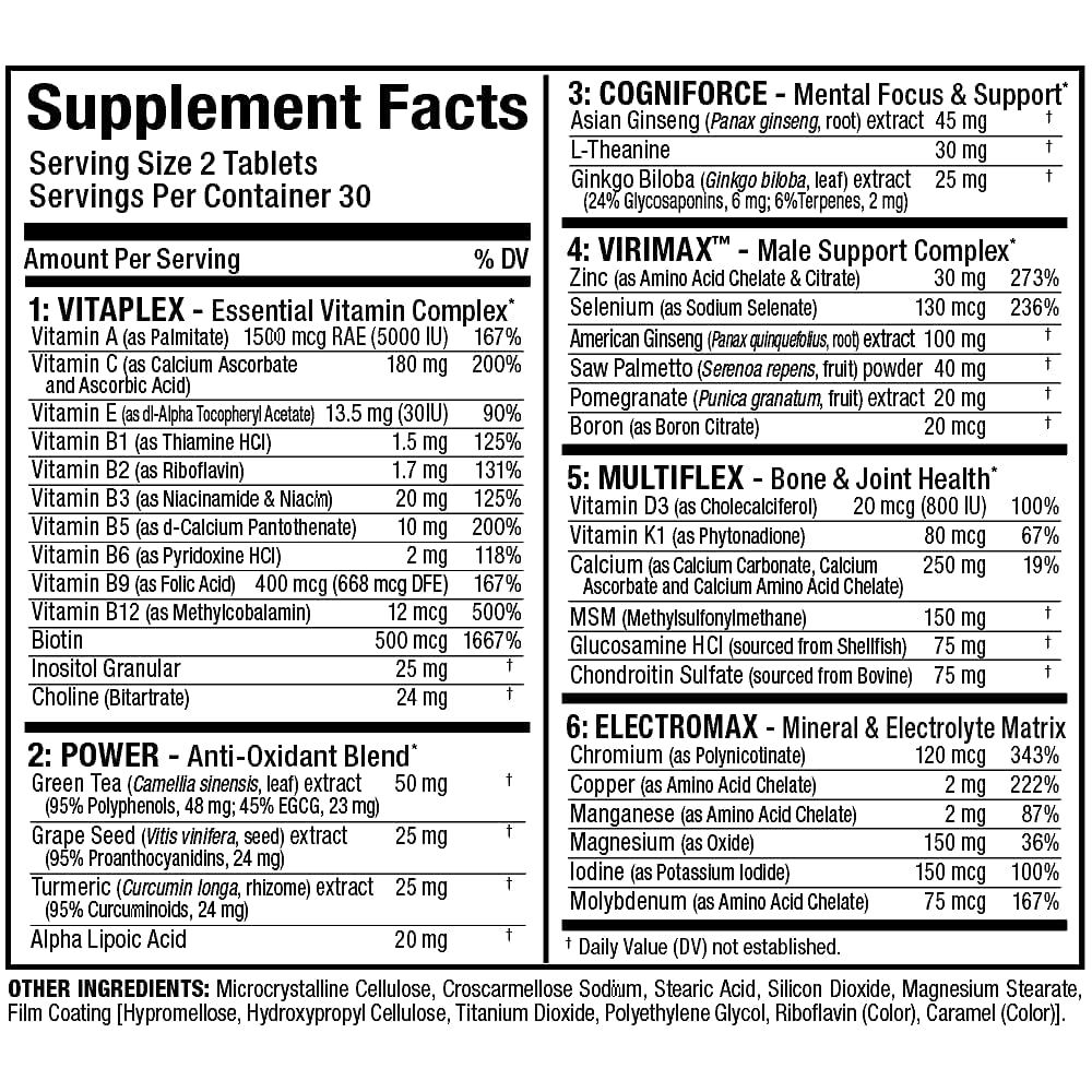 ALLMAX Nutrition Premium Vitaform, Performance Vitamin for Men, 60 Tablets ALLMAX Au supplements