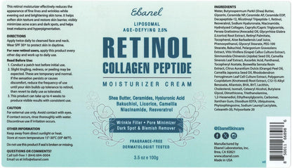 Ebanel Retinol Cream for Face 3.5 oz, Moisturizer with Collagen, Peptides, Ceramides, Hyaluronic Acid, Vitamin C & B5, Firming Anti Aging Face Cream for Wrinkles, Fine Lines, Dark Spots, Day & Night Ebanel buy supplements Au