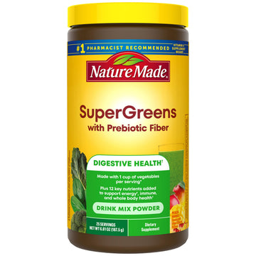 Nature Made Super Greens Powder with Prebiotic Fiber Drink Mix, Made with 1 Cup Veggies Per Serving, Fiber Supplement + Vitamins and Minerals, 25 Day Supply Nature Made Au supplements