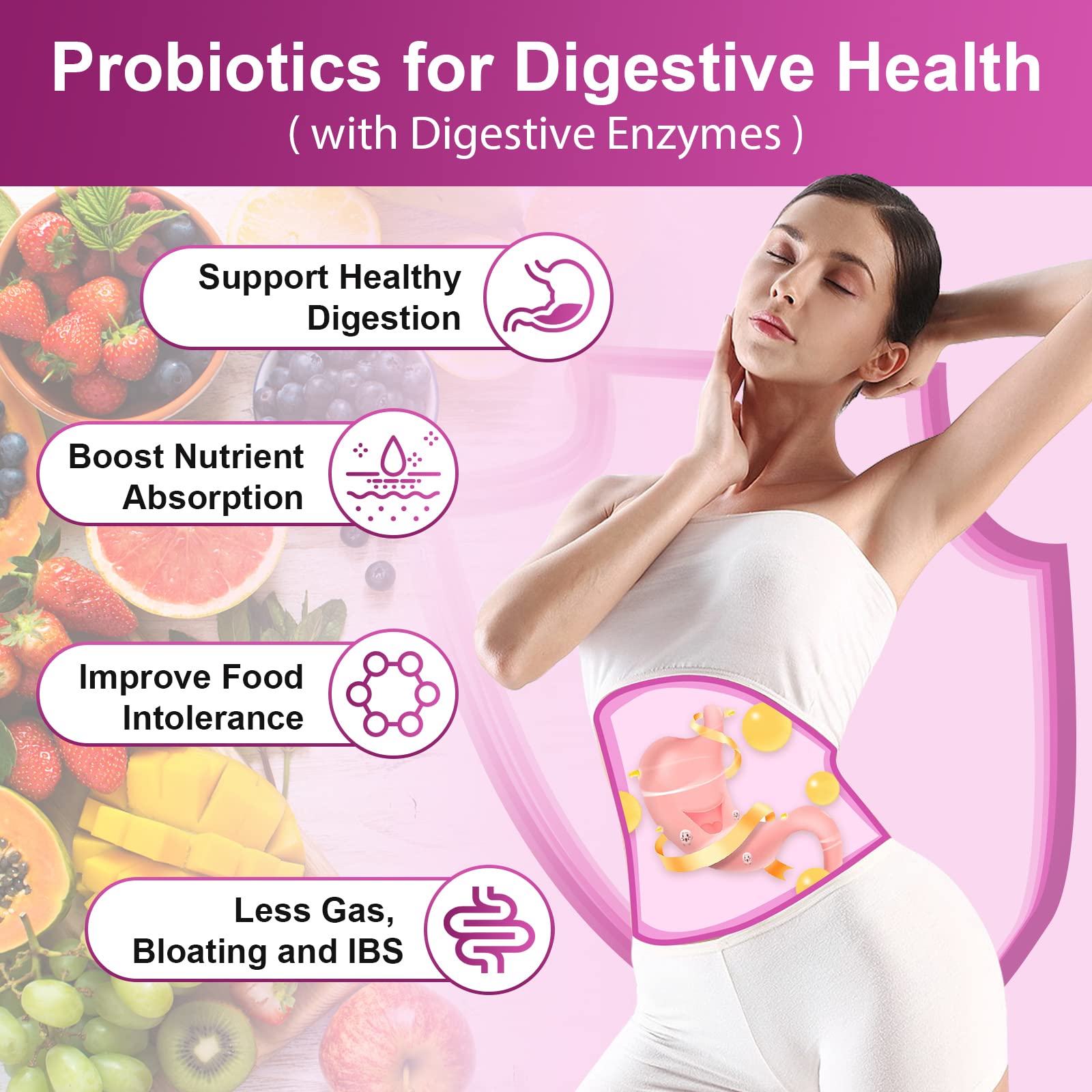 Probiotics for Women Digestive Health, 100 Billion CFUs Probiotic with Digestive Enzymes NATURE TARGET Au supplements