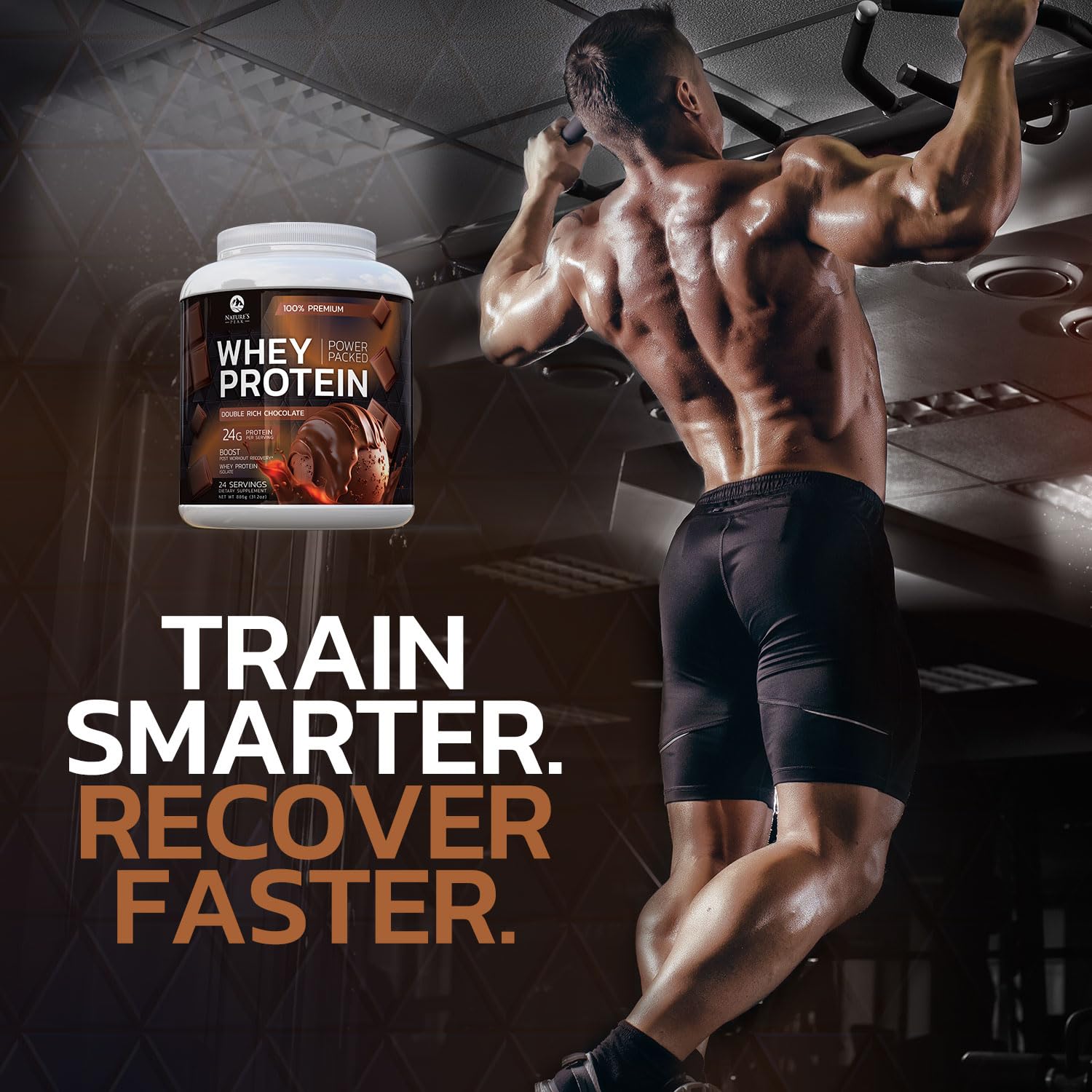 Nature's Premium 100% Whey Protein Powder, 24g of Protein, Double Rich Chocolate Nature's Peak Au supplements