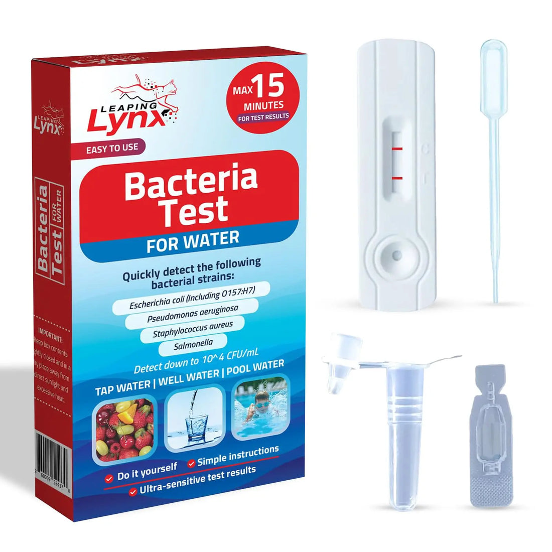Bacteria Water Test Kit – Coliform, E. coli & Salmonella Detection for Well & Tap Water | Rapid Home Drinking Water Screening Kit with Lab-Quality Results | Leaping Lynx Leaping Lynx uk supplements