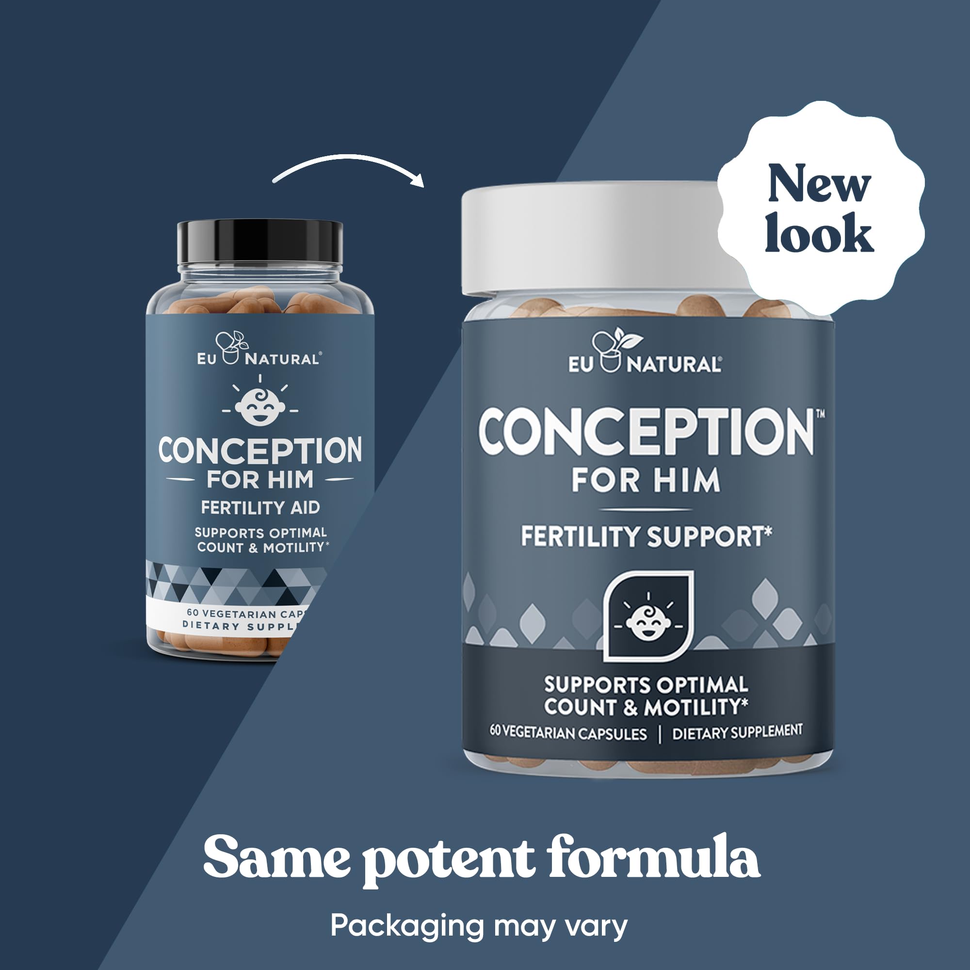 Eu Natural Conception for Him - Male Fertility Supplements with Ashwagandha, Folate & Zinc - Sperm Count, Motility & Strength Support - Fertility Support for Men, 60 Vegetarian Capsules Eu Natural Au supplements