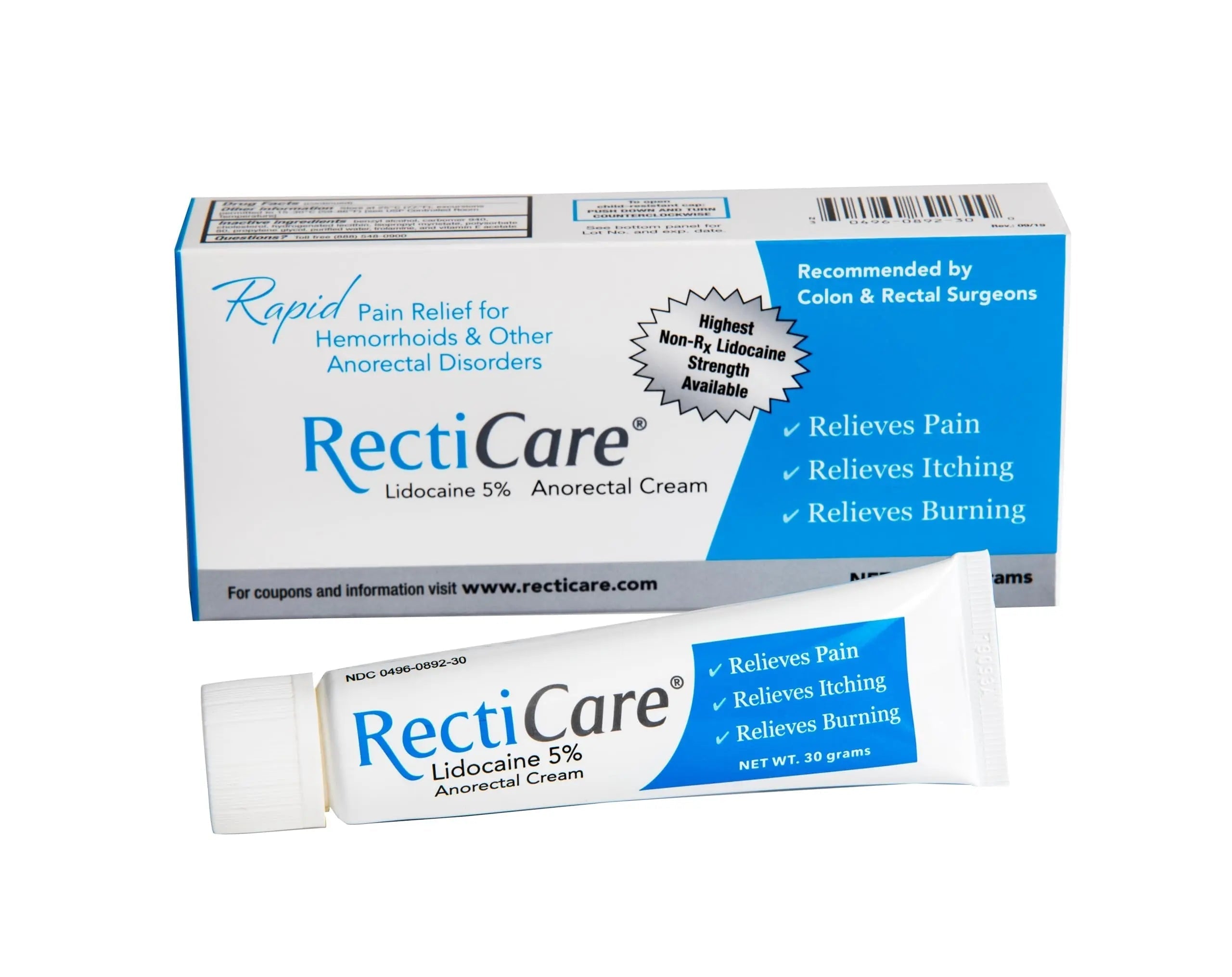 Recticare Anorectal Lidocaine 5% Cream: Topical Numbing Cream for Treatment of Hemorrhoids & Other Anorectal Disorders - 30g Tube Recticare Au supplements