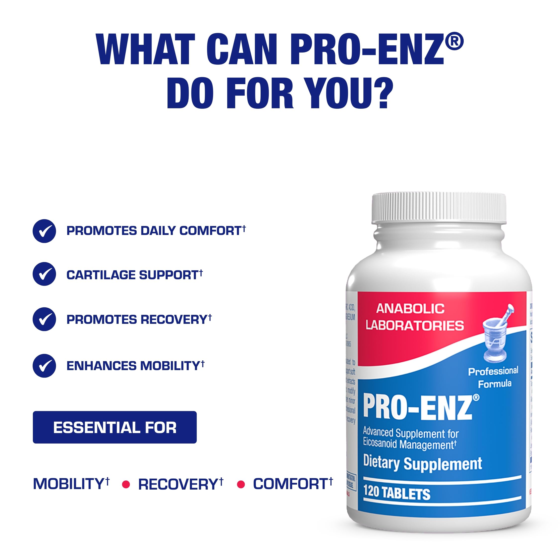 Pro ENZ Joint Support Supplement - Clinical Formula Turmeric Boswellia Supplement for Joint & Cartilage Mobility and Comfort Support Plus Eicosanoid Management with Proteolytic Enzymes (120 Servings) Anabolic Laboratories Au supplements