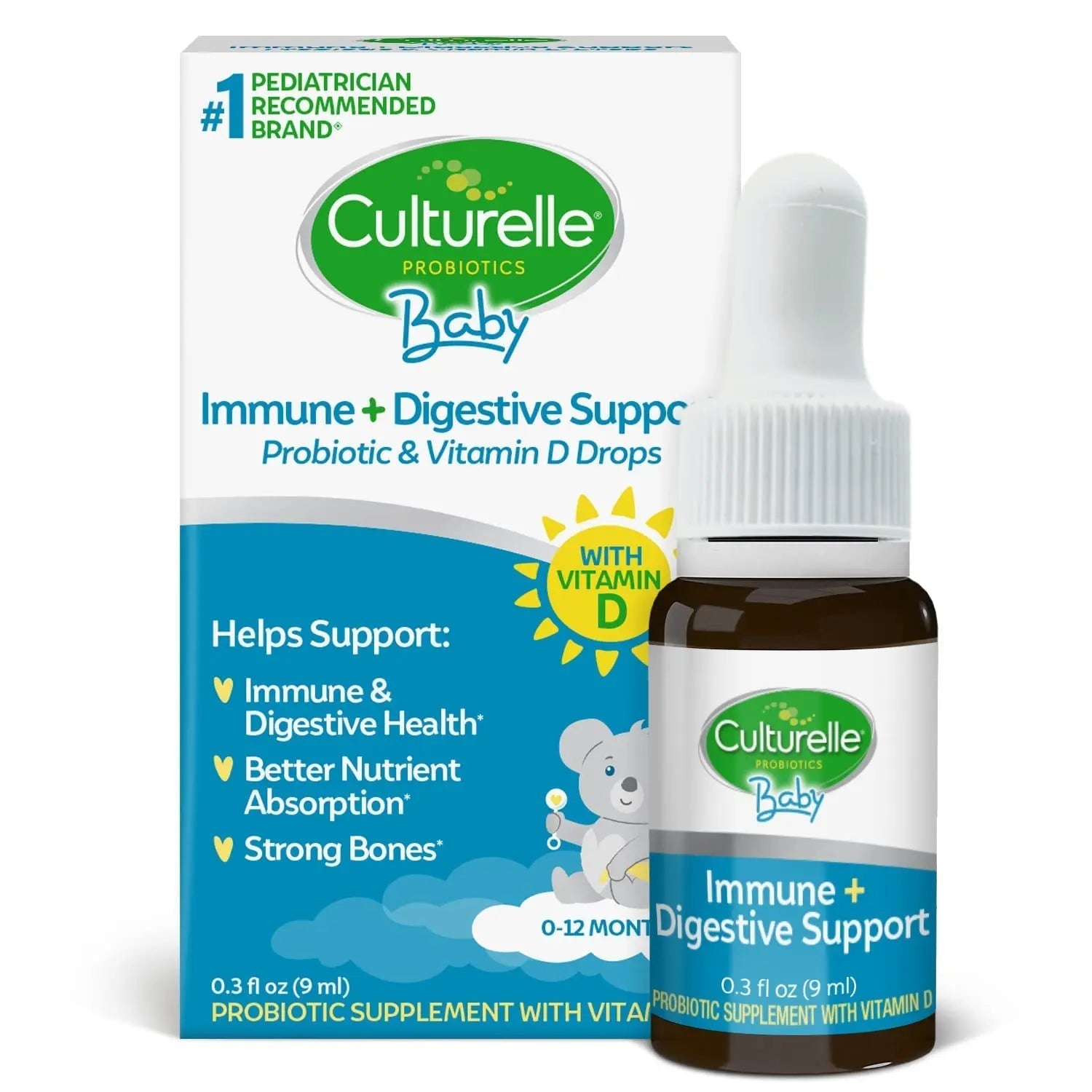 Culturelle Kids Complete Multivitamin + Probiotic Chewables, 50 Count Baby Immune & Digestive Support Probiotic + Vitamin D Drops, 30 Day Supply Culturelle Au supplements