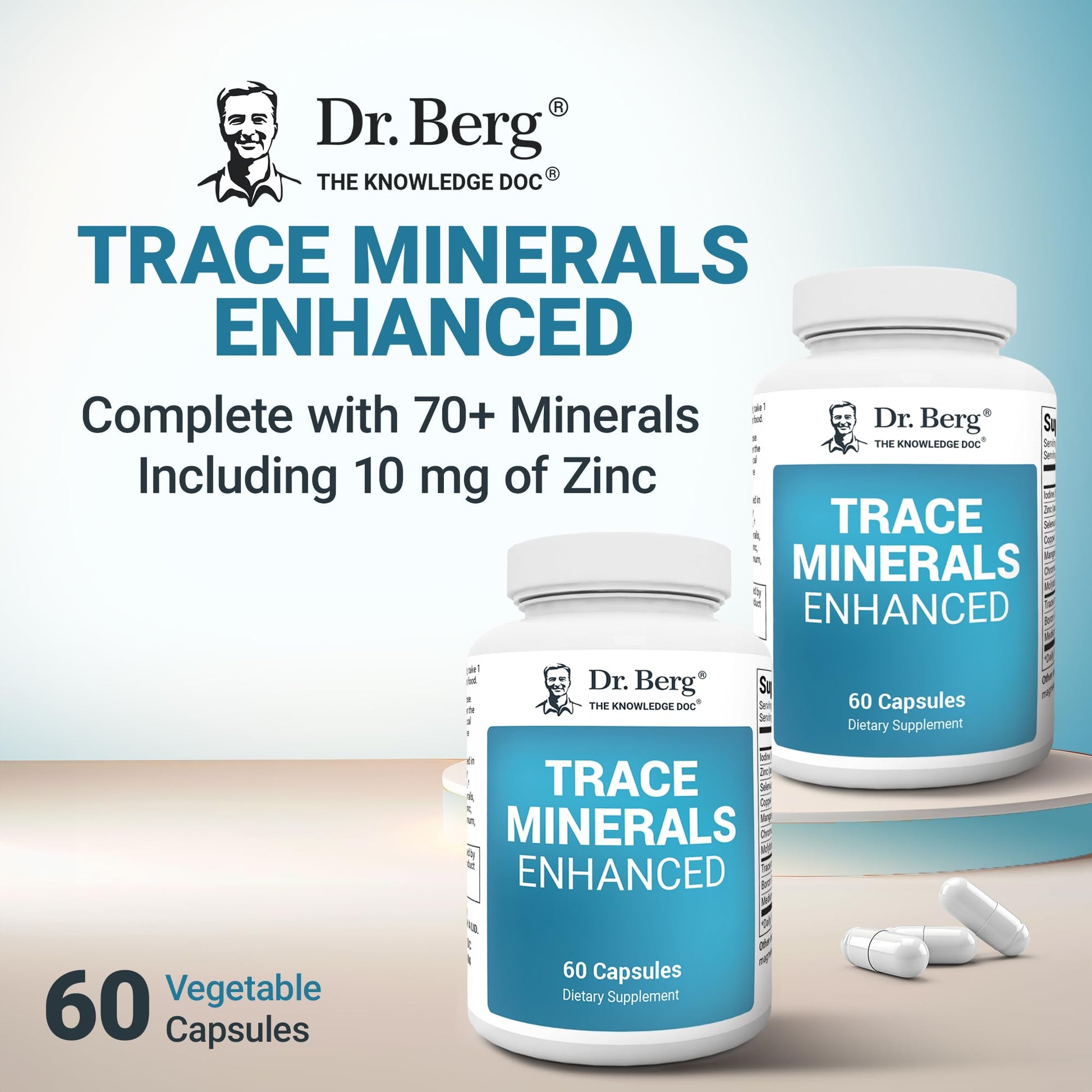 Dr. Berg Trace Minerals Enhanced Complex - Complete with 70+ Minerals Including 10 mg of Zinc - Dietary Supplement - 60 Capsules Dr. Berg Nutritionals Au supplements