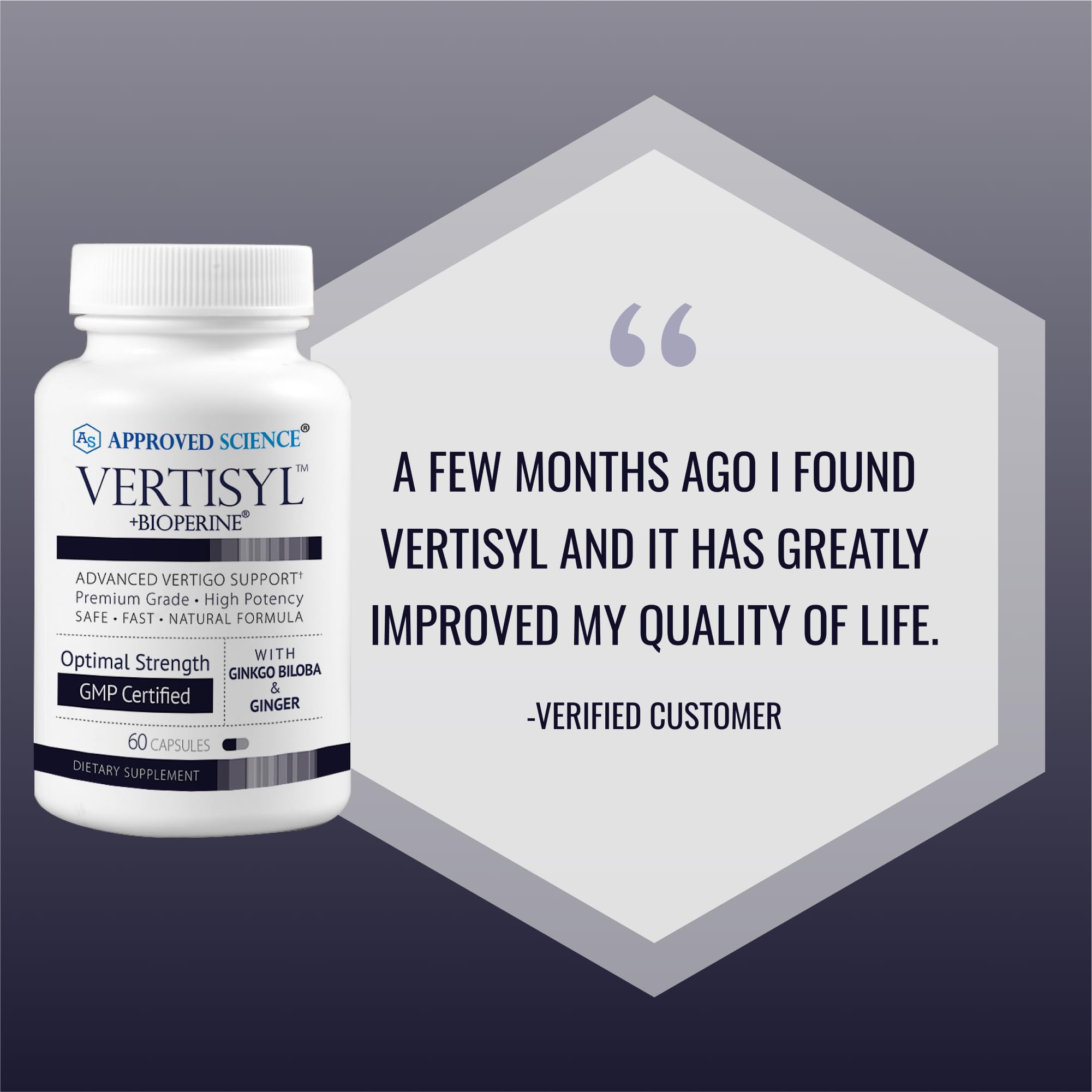 Approved Science VertiSyl - Ginkgo Biloba, Ginger, Vitamin D3, BioPerine - 60 Capsules - 1 Month Supply Approved Science Au supplements