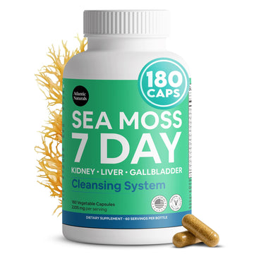 Atlantic Naturals Sea Moss Capsules – 7 Day Herbal Blend for Liver & Gallbladder Wellness – with Dandelion Root, Milk Thistle, Burdock Root, Red Clover & Chanca Piedra – 180 Count Sea Moss Capsules Atlantic Naturals Au supplements