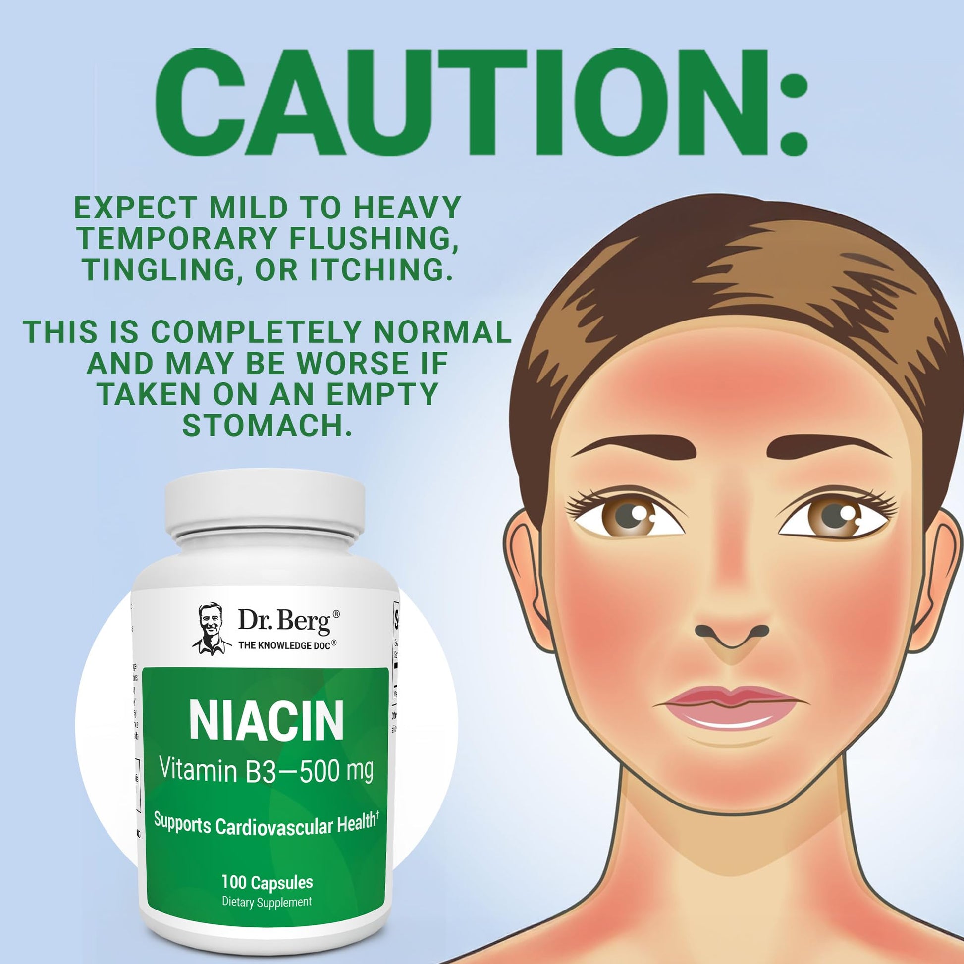 Dr. Berg Highly-Potent Niacin 500 mg – Now Only 125 mg per Capsule for Niacin Flush Tolerance Building – Gradually Increase to 500mg a Day – Vitamin B3 for Heart, Brain & Energy Support – 100 Capsules Dr. Berg Nutritionals Au supplements