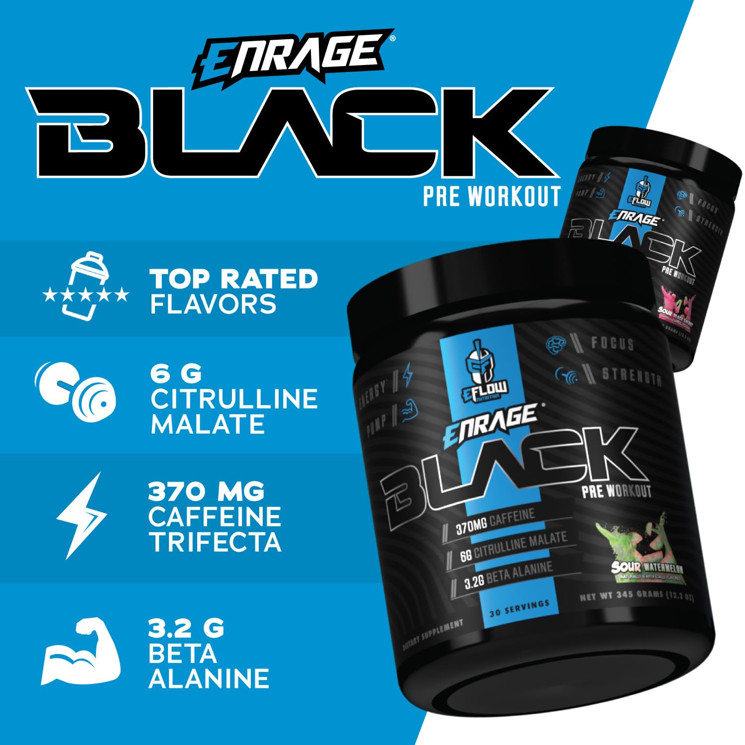 eFlow Nutrition Enrage Black High Stimulant Pre Workout Supplement - Preworkout Powder eFlow Nutrition Au supplements
