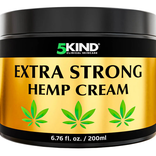 5kind Extra Strong Hemp Cream 6.76 fl oz - Maximum Strength - Natural Topical Cream - Muscle Rub for Lower Back, Joints, Neck, Knees, Shoulders 5kind clinical skincareAU supplements
