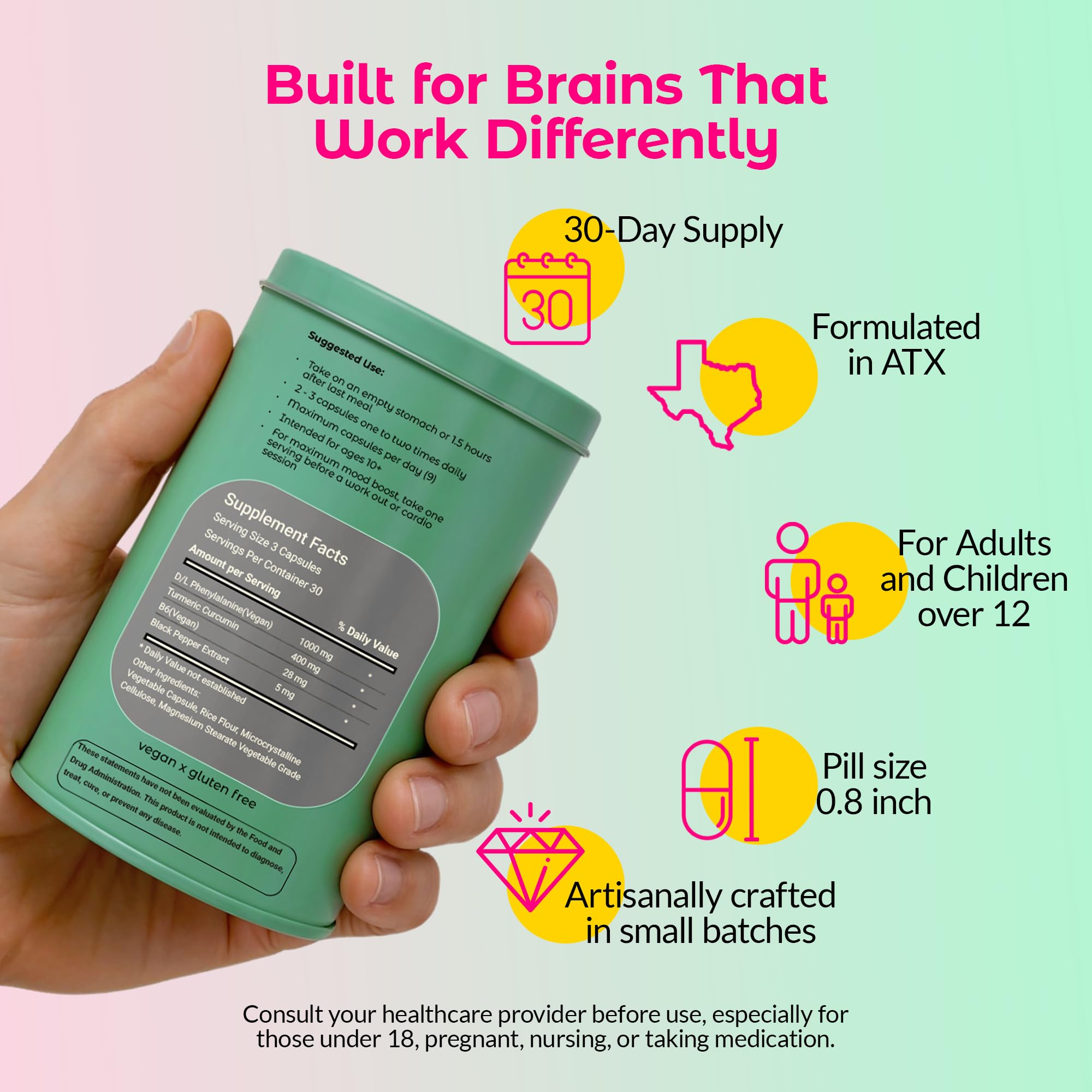 Wild Mind Mental Clarity Balanced Focus & Mood Support Supplement for Mental Wellness– 4-Ingredient Nootropic Brain Support for Calm & Energy – Vegan, 90 Capsules, 30-Day Supply Wild Mind Au supplements