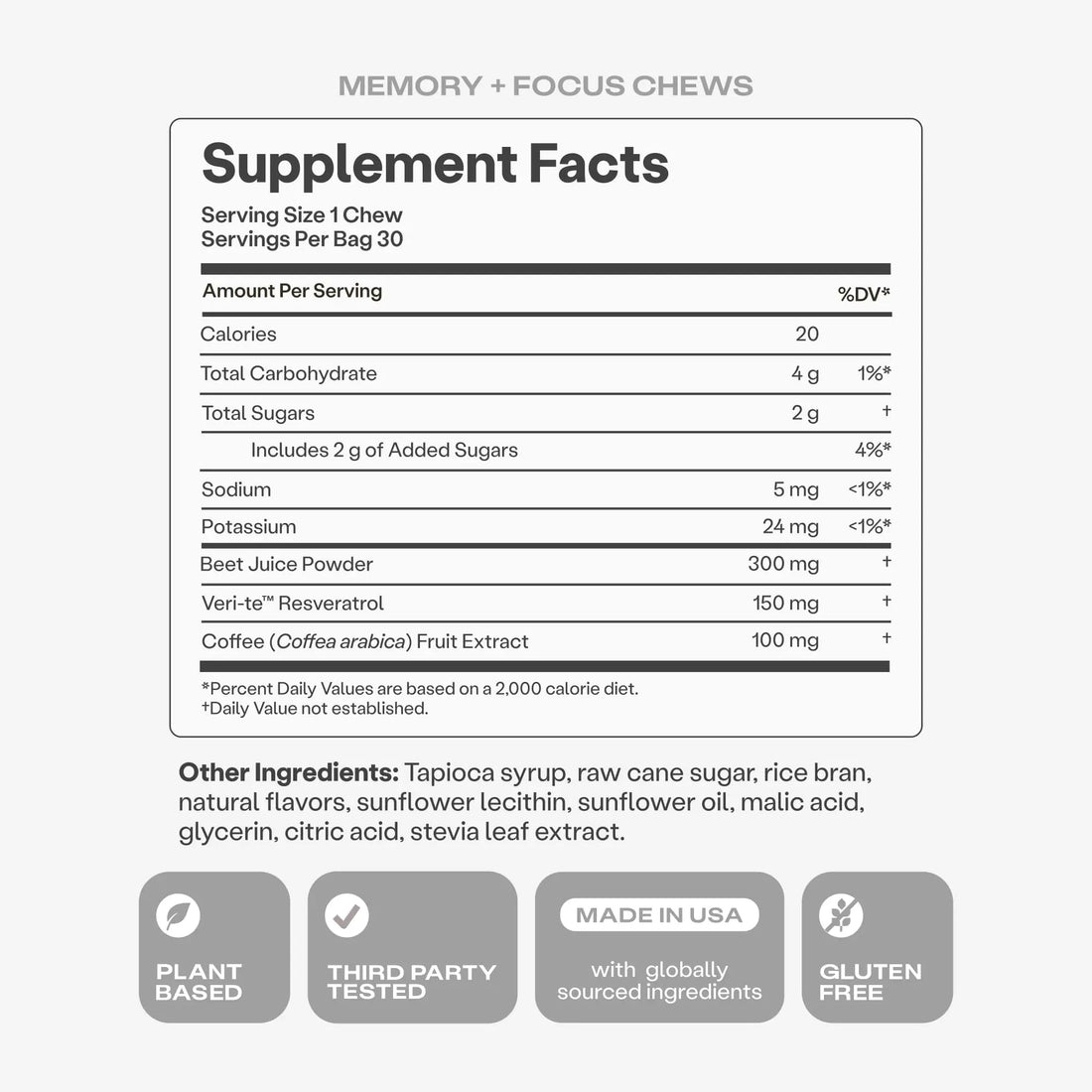 Humann Memory and Focus Chews, Brain Supplement for Mental Alertness with Beet Root Powder, Clinically Studied Nootropics, Resveratrol Plus Beet Root Powder Humann uk supplements