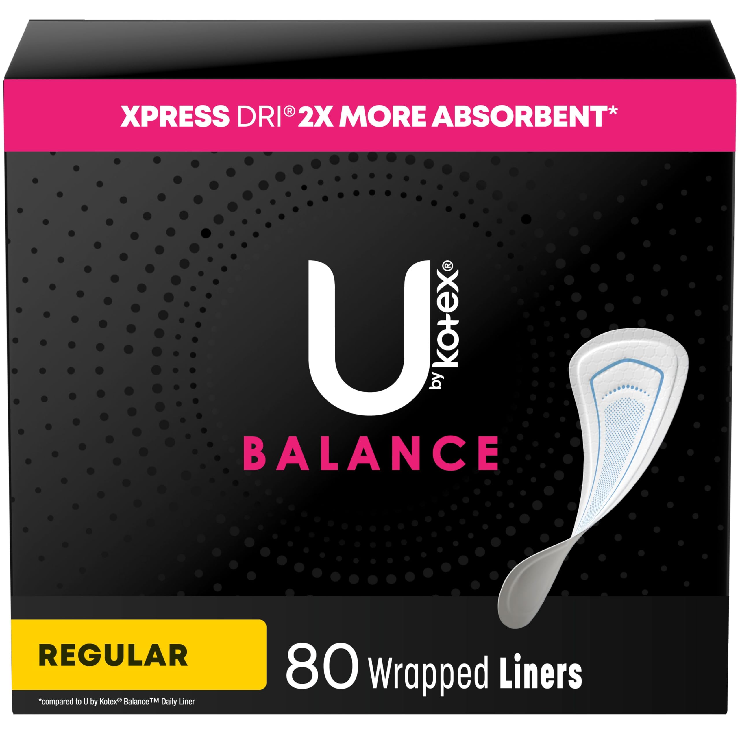 U by Kotex Balance Wrapped Panty Liners, Regular Length, 80 Count (Packaging May Vary) U by Kotex Au supplements