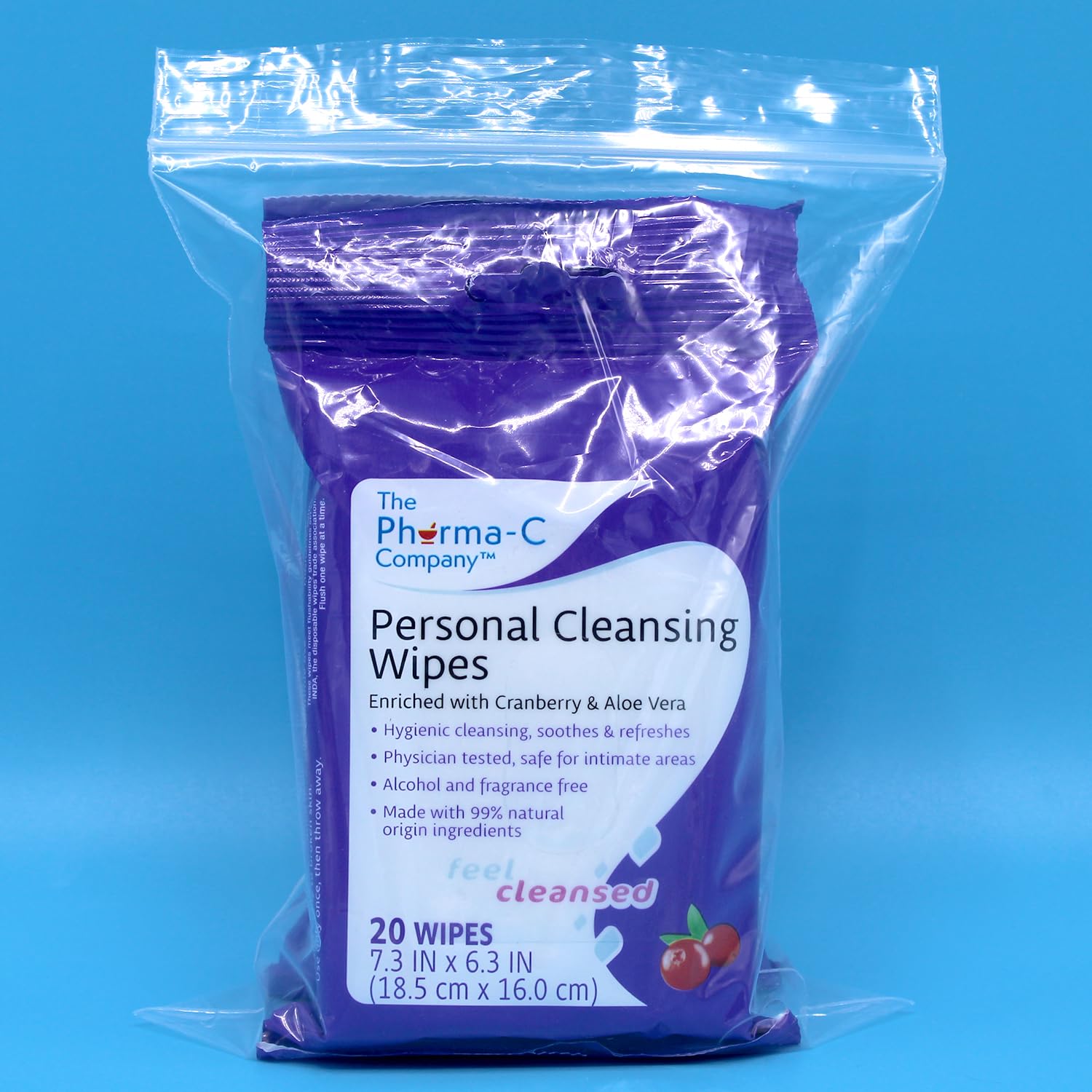 The Pharma-C Company Personal Cleansing Wipes [2 packs of 20 wipes] - Enriched with Cranberry & Aloe Vera Generic Au supplements