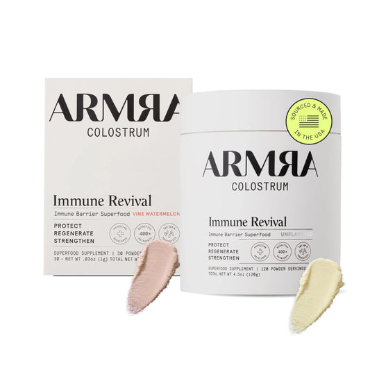 ARMRA Colostrum™ Premium Powder, Grass Fed, Gut Health Bloating Immunity Skin & Hair, Contains 400+ Bioactive Nutrients, Keto, Gluten & Fat Free (Vine Watermelon, Unflavored Bundle | 150 Servings) ARMRAAU supplements
