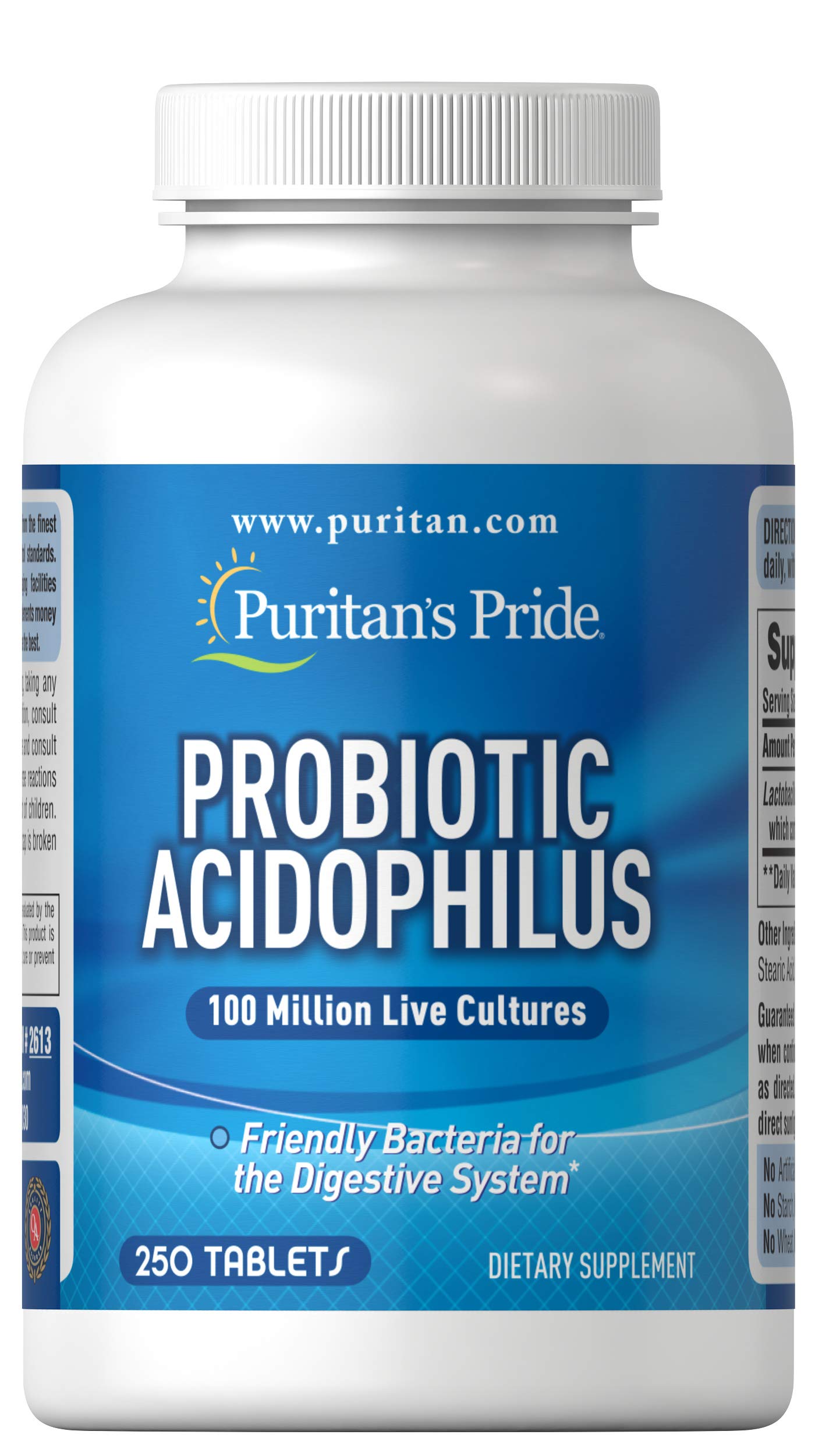 Puritan's Pride Probiotic Supplement, Acidophilus, Capsule, 250 Count(Pack of 1) Puritan's Pride Au supplements