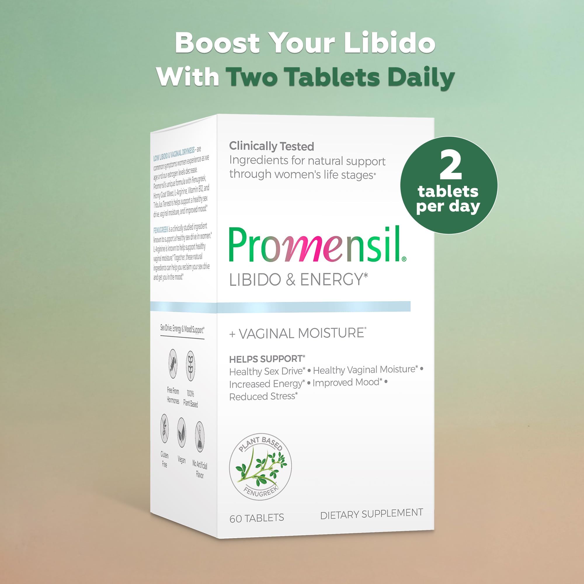 Promensil Libido & Energy - Libido Booster for Women, Sexual Health Support for Women with Low Estrogen, Fenugreek, Horny Goat Weed & Vitamins for Menopause, Clinically Proven - 30 Day Supply Promensil Au supplements
