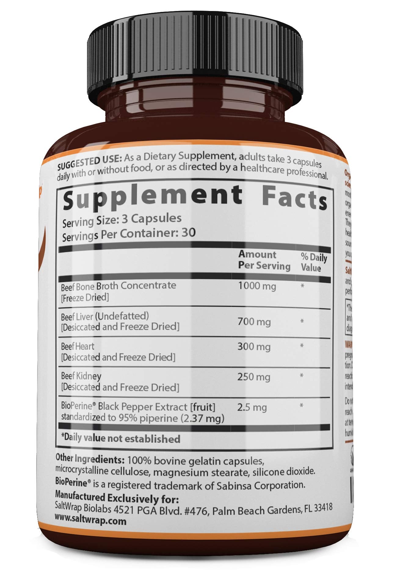 SaltWrap Organ Therapy - Grass Fed Beef Organ Meat Complex Supplement with Organic SaltWrap Au supplements