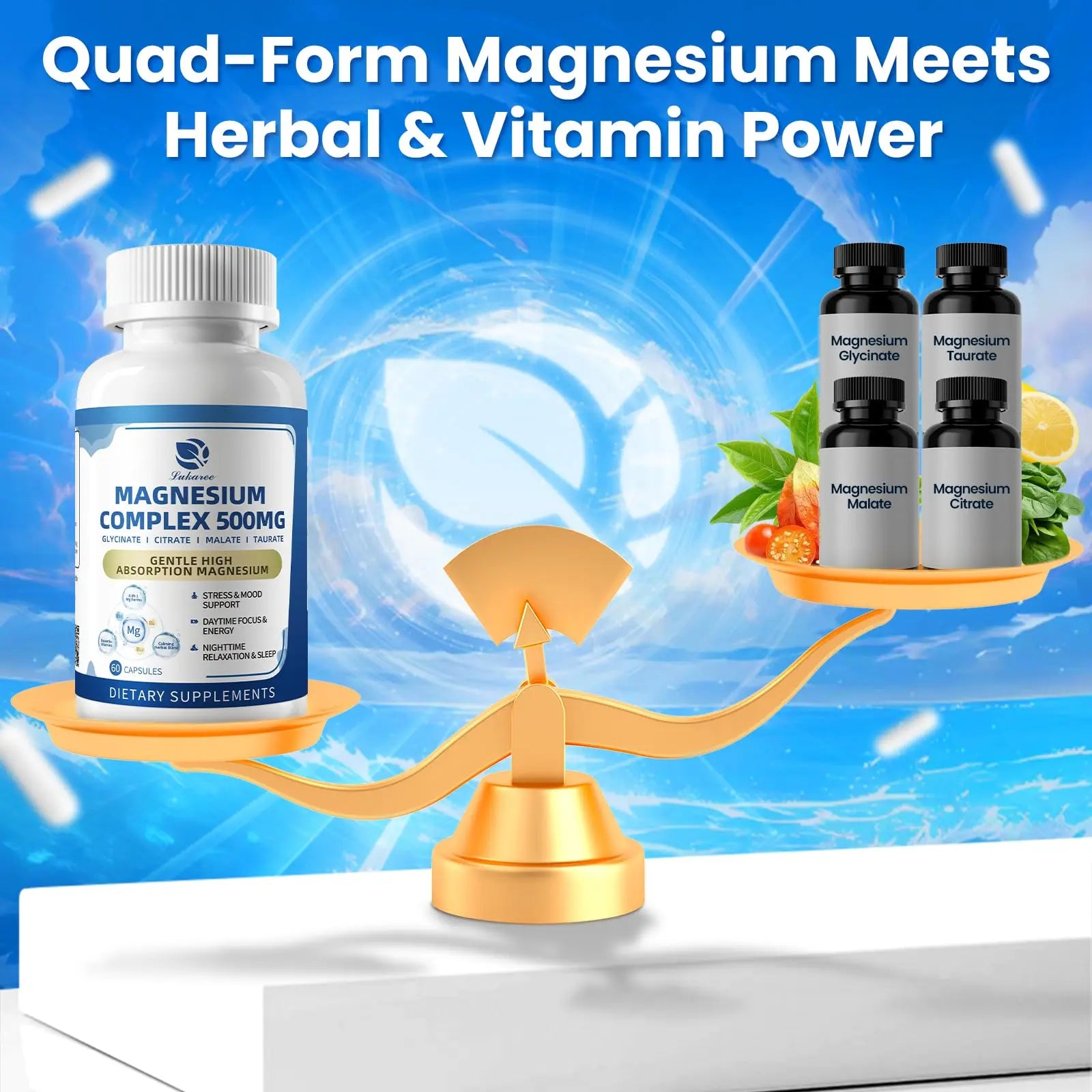 2 Pack Magnesium Complex for Women and Men 4-in-1 Magnesium Glycinate, Citrate, Malate, Taurate - Magnesium Supplement for Relaxation, Sleep & Focus, 60 Days Supply Lukaree Au supplements