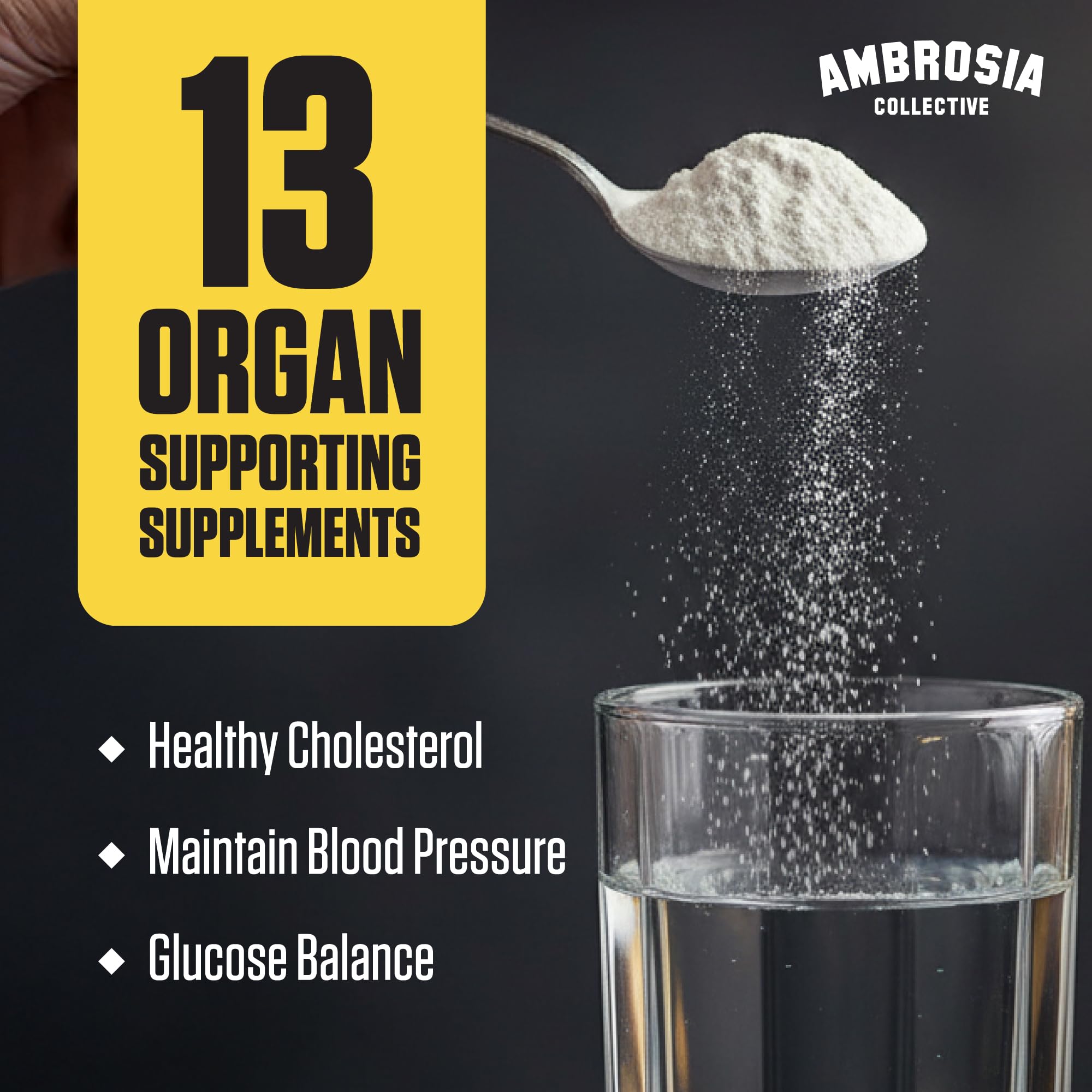 Ambrosia Superfood Organ & Cycle Support Powder | Liver & Kidney Support with Milk Thistle, Red Yeast Rice & CoQ10 | 13 Superfood Ingredients | 30 Servings | Honey Lemon Ambrosia Au supplements