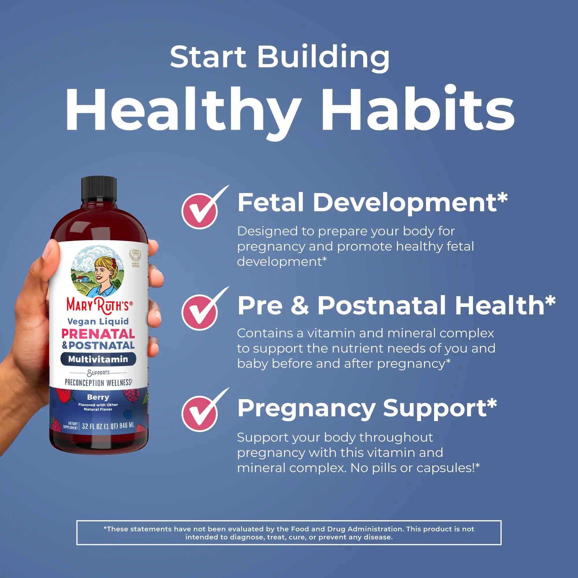 MARYRUTH'S Postnatal & Prenatal Vitamins for Women | Sugar Free | Selenium | Folate | Vegan | Non-GMO | Gluten Free | 32oz MARYRUTH'S Au supplements