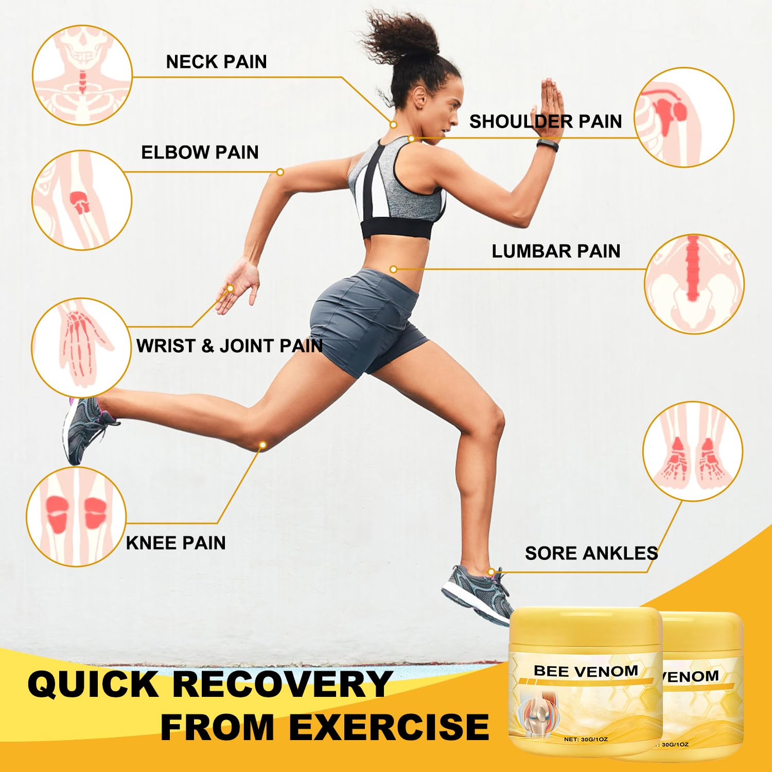 Botou 2PCS New Bee Venom Professional Joint Cream, for Neck, Waist, Back, Hands, Feet and Legs Advanced Bee Propolis Joint Cream, yellow Botou Au supplements
