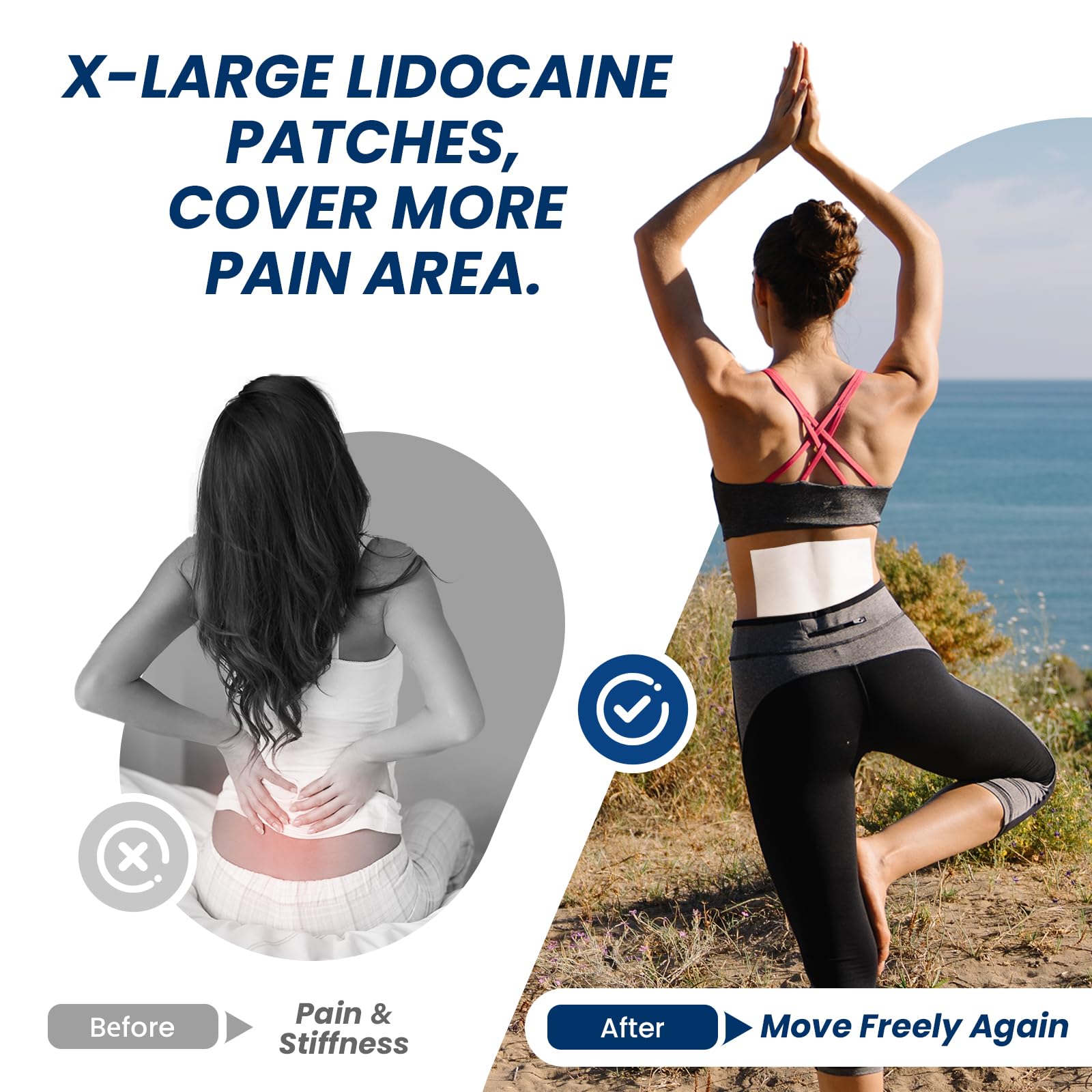 Sumifun XL Lidocaine Patches for Pain Relief, 4% Lidocaine Maximum Strength OTC, Extra Large 4.72"x7.87" for Full Back Pain Patches & Large Areas (Extra Large, Count, 20) Sumifun Au supplements