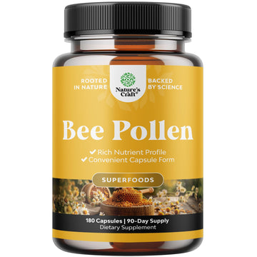Bee Pollen Pills for Breast Growth 180 Ct - Bee Pollen Supplement 1000mg Serving with Naturally Occurring B Vitamins Minerals & Enzymes - Breast Support Supplement - Vegetarian Non-GMO & Gluten Free Natures Craft Au supplements
