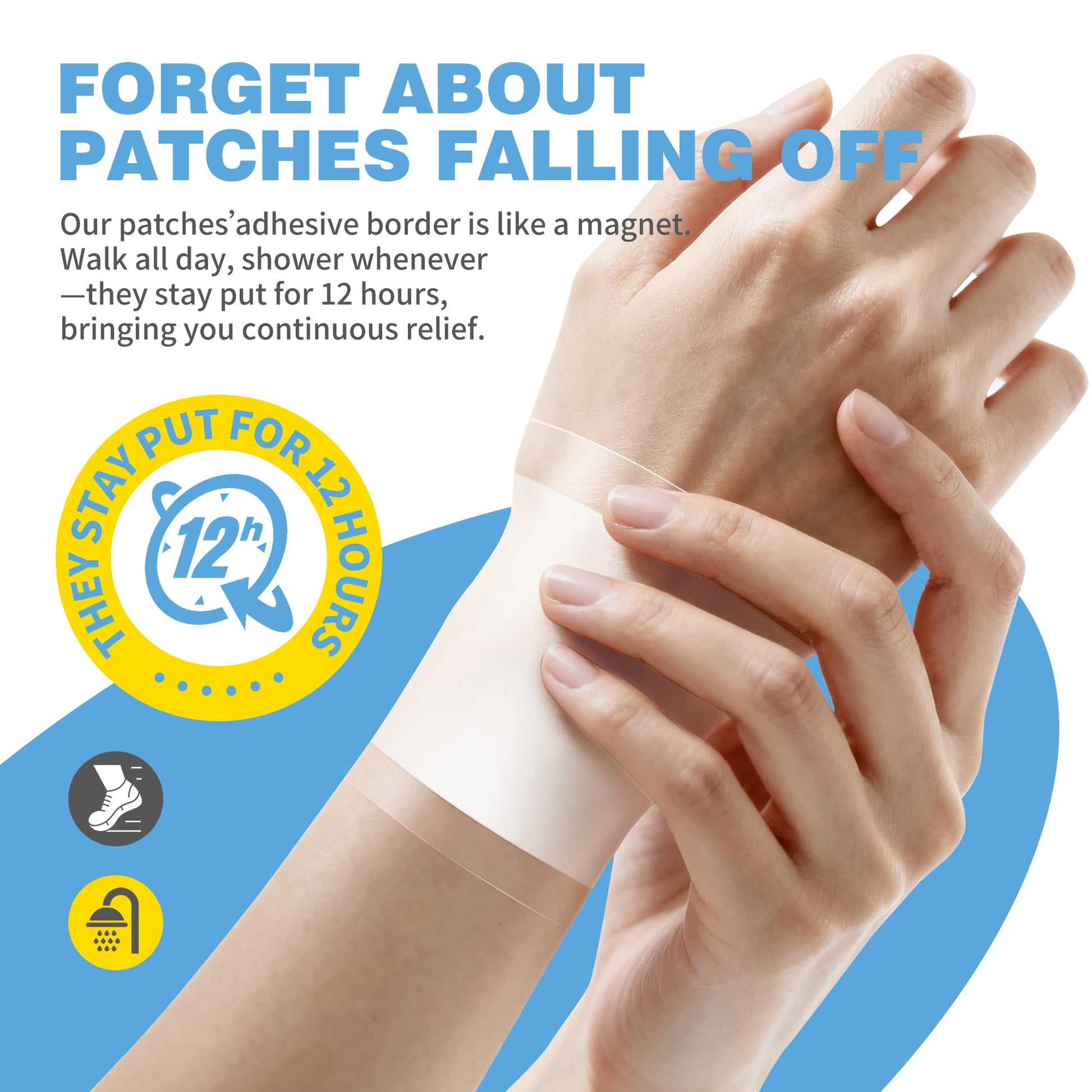 CARELAND Plantar Fasciitis Lidocaine Pain Patches with Hydrogel Technology- Waterproof with Sticky Border, 12 Hour Pain Relief - Contours to Your Foot - 16 Ct CARELAND Au supplements