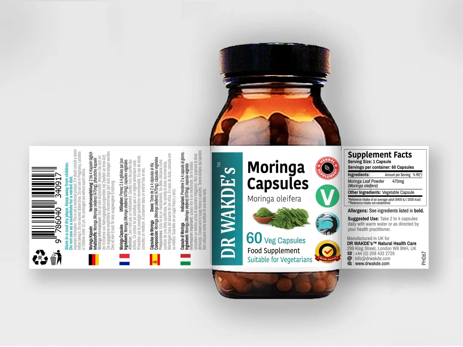 DR WAKDE'S Moringa Capsules (Moringa oleifera, 60 Veg Caps, Plant-Based Supplement, Ayurvedic Herb, All Natural, Vegan) DR WAKDE's Au supplements